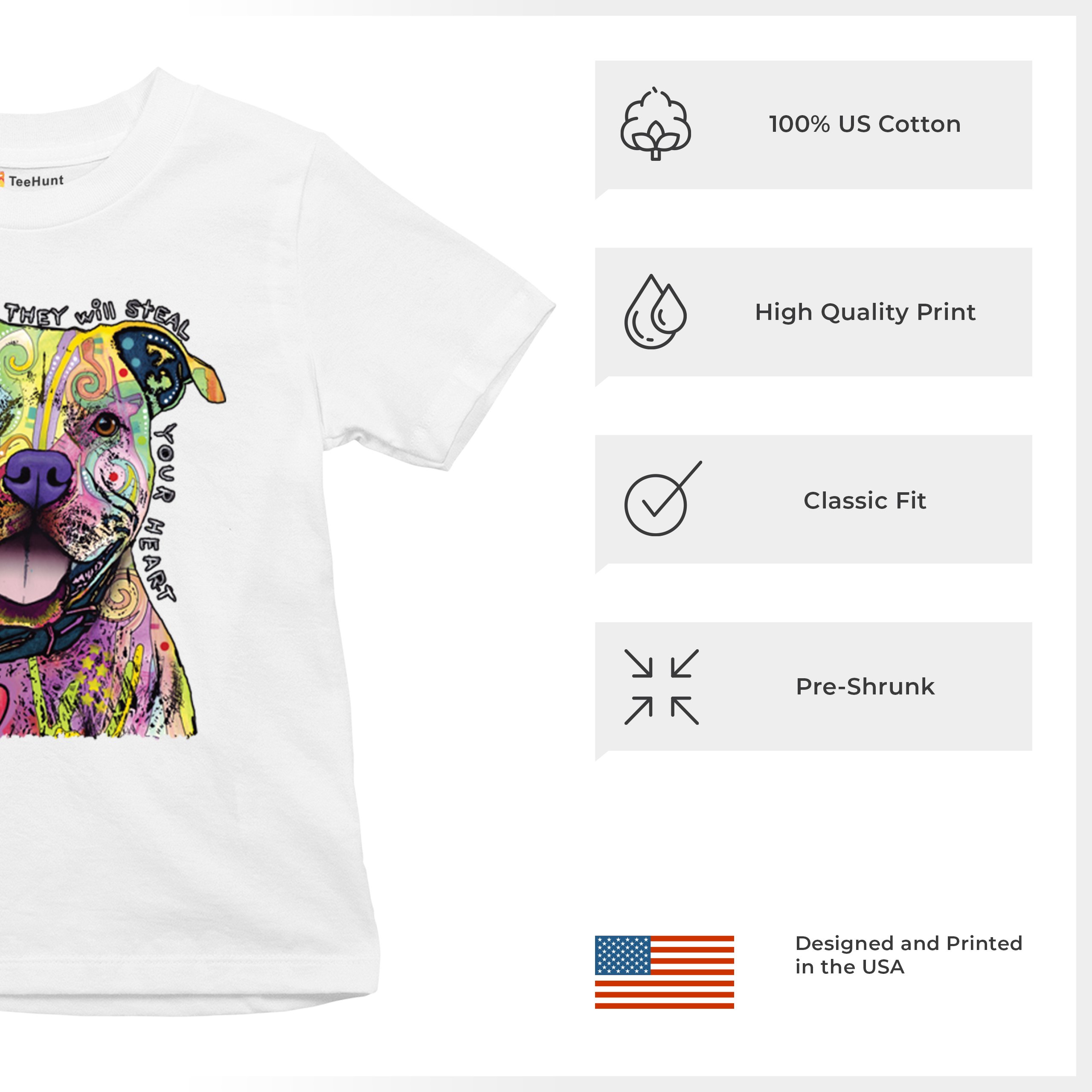 Vorsicht vor Pitbulls Jugend T-Shirt Dean Russo Art bunt süß Hund Kinder - Bild 28 von 50