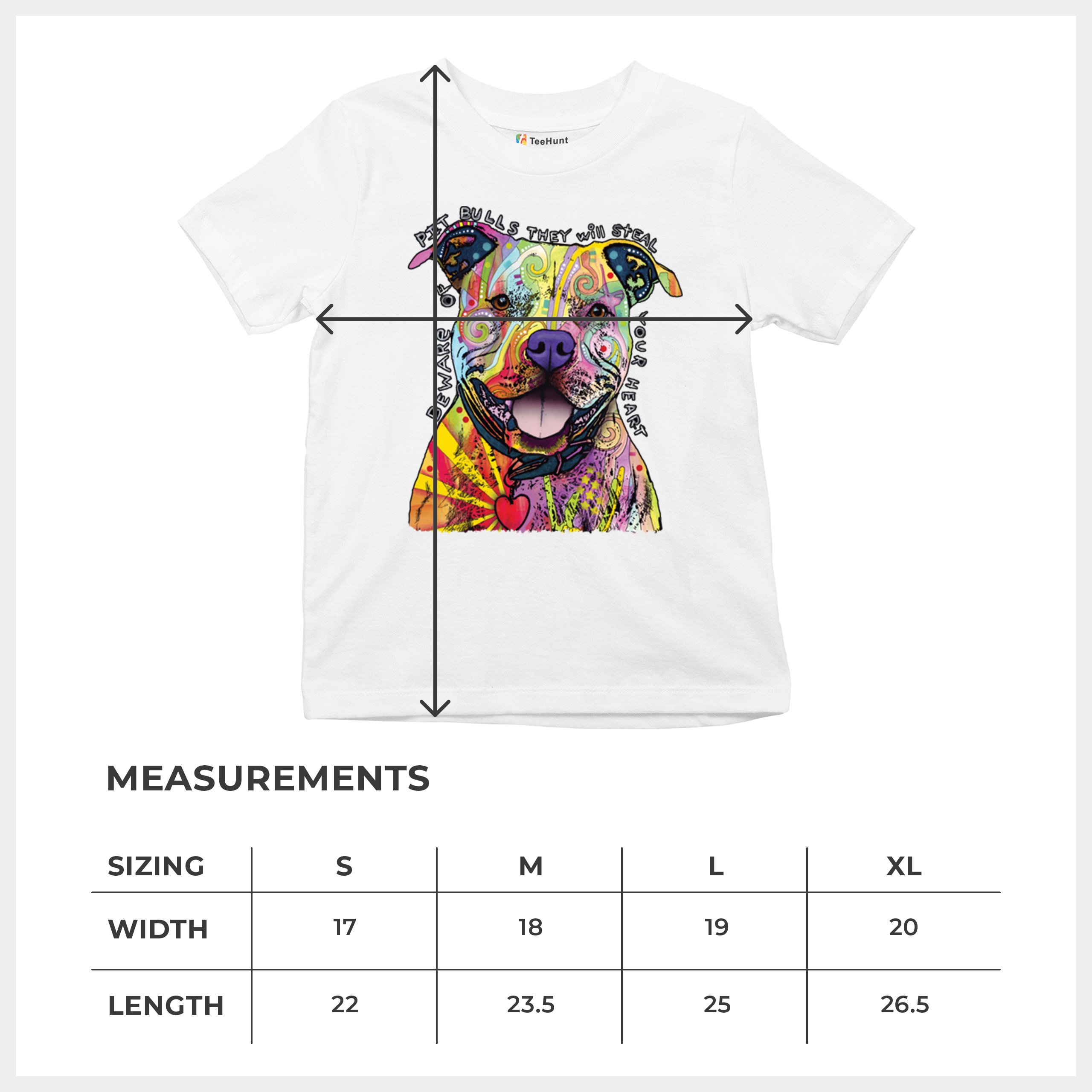 Vorsicht vor Pitbulls Jugend T-Shirt Dean Russo Art bunt süß Hund Kinder - Bild 29 von 50