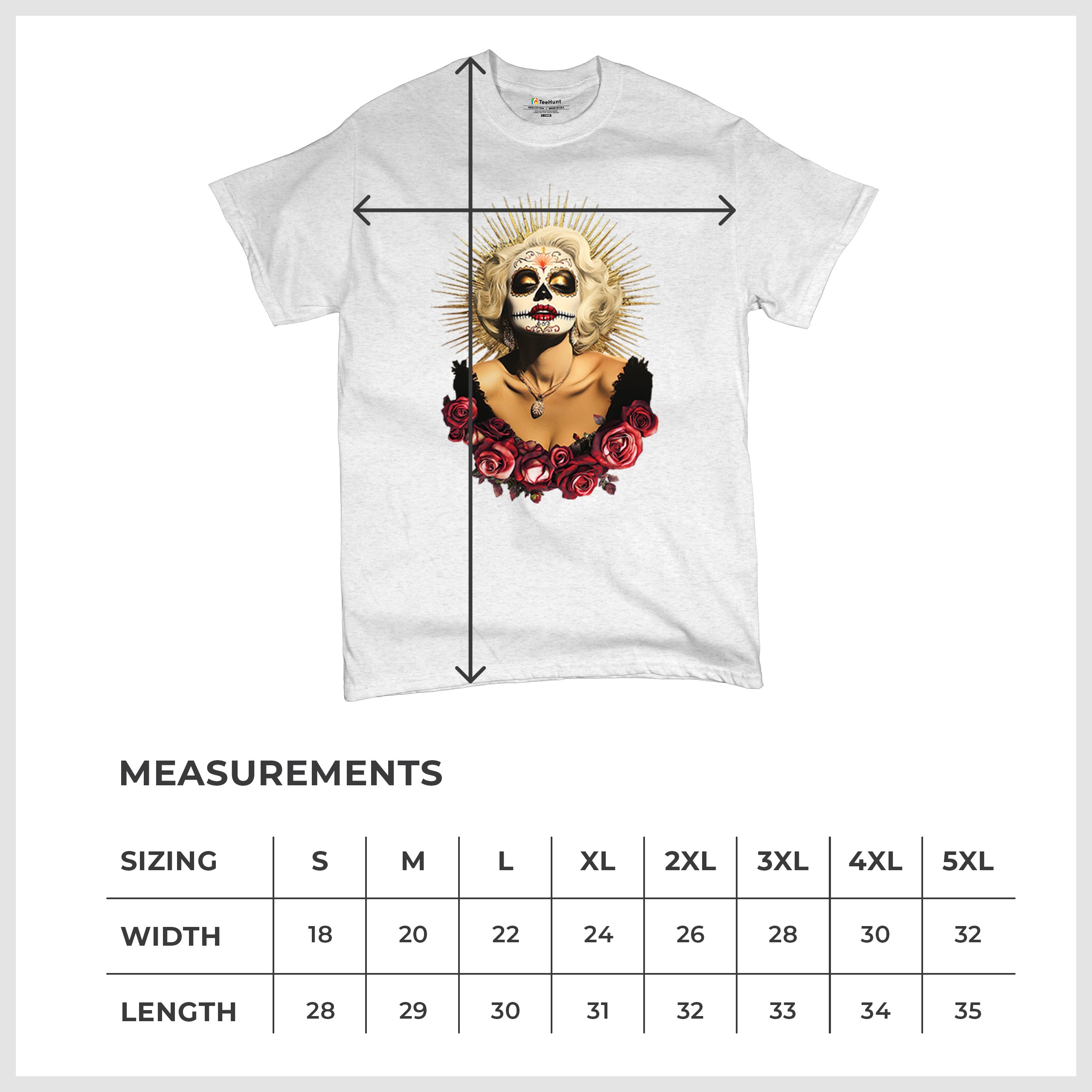 Golden Age Sugar Skull T-shirt Day of Dead Rose Dia de Los Muertos Men's Tee - Picture 71 of 113