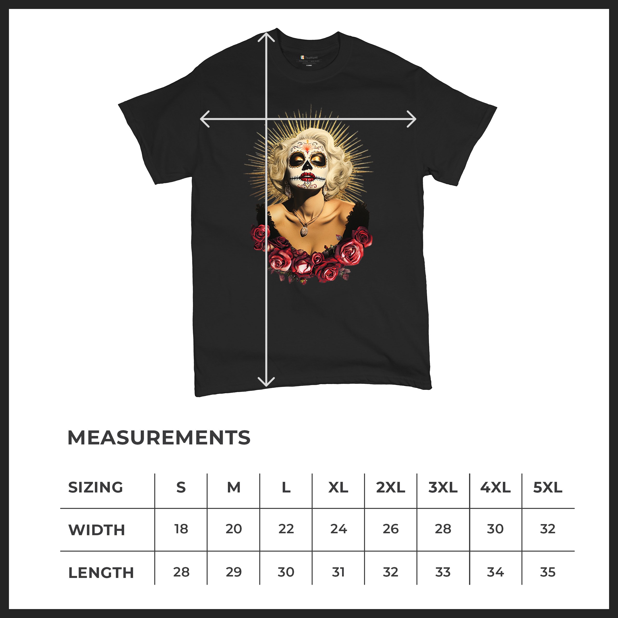 Golden Age Sugar Skull T-shirt Day of Dead Rose Dia de Los Muertos Men's Tee - Picture 8 of 113