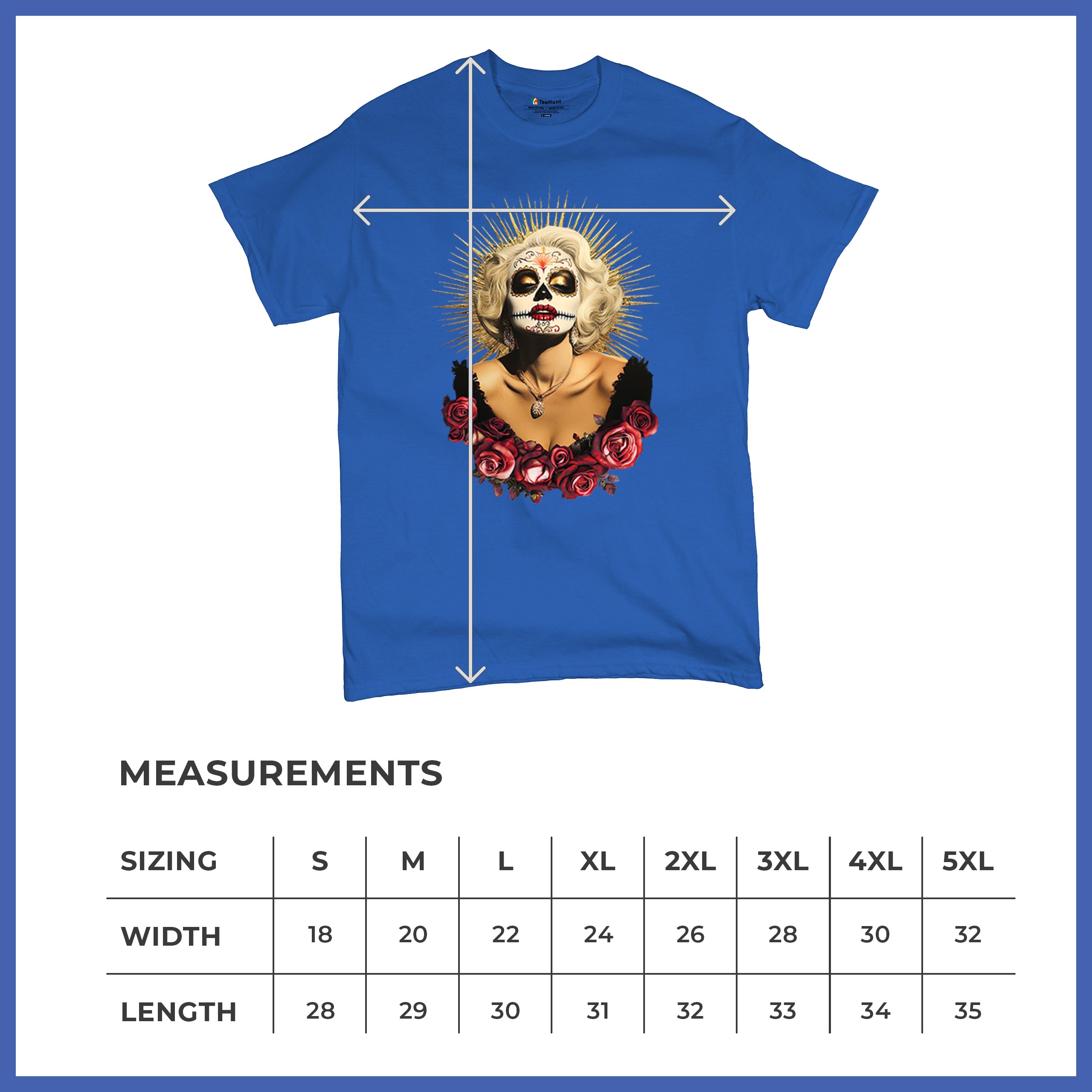 Golden Age Sugar Skull T-shirt Day of Dead Rose Dia de Los Muertos Men's Tee - Picture 106 of 113