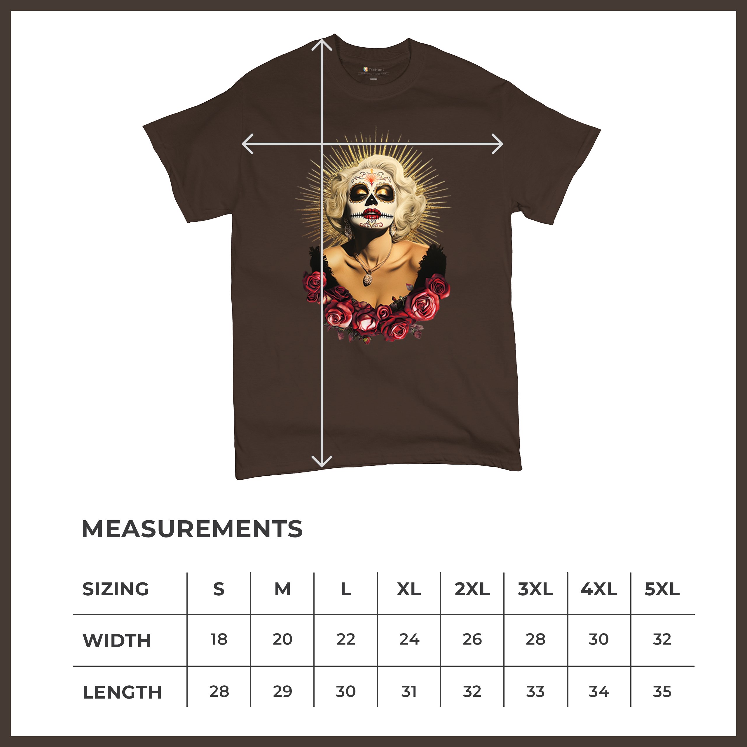 Golden Age Sugar Skull T-shirt Day of Dead Rose Dia de Los Muertos Men's Tee - Picture 78 of 113