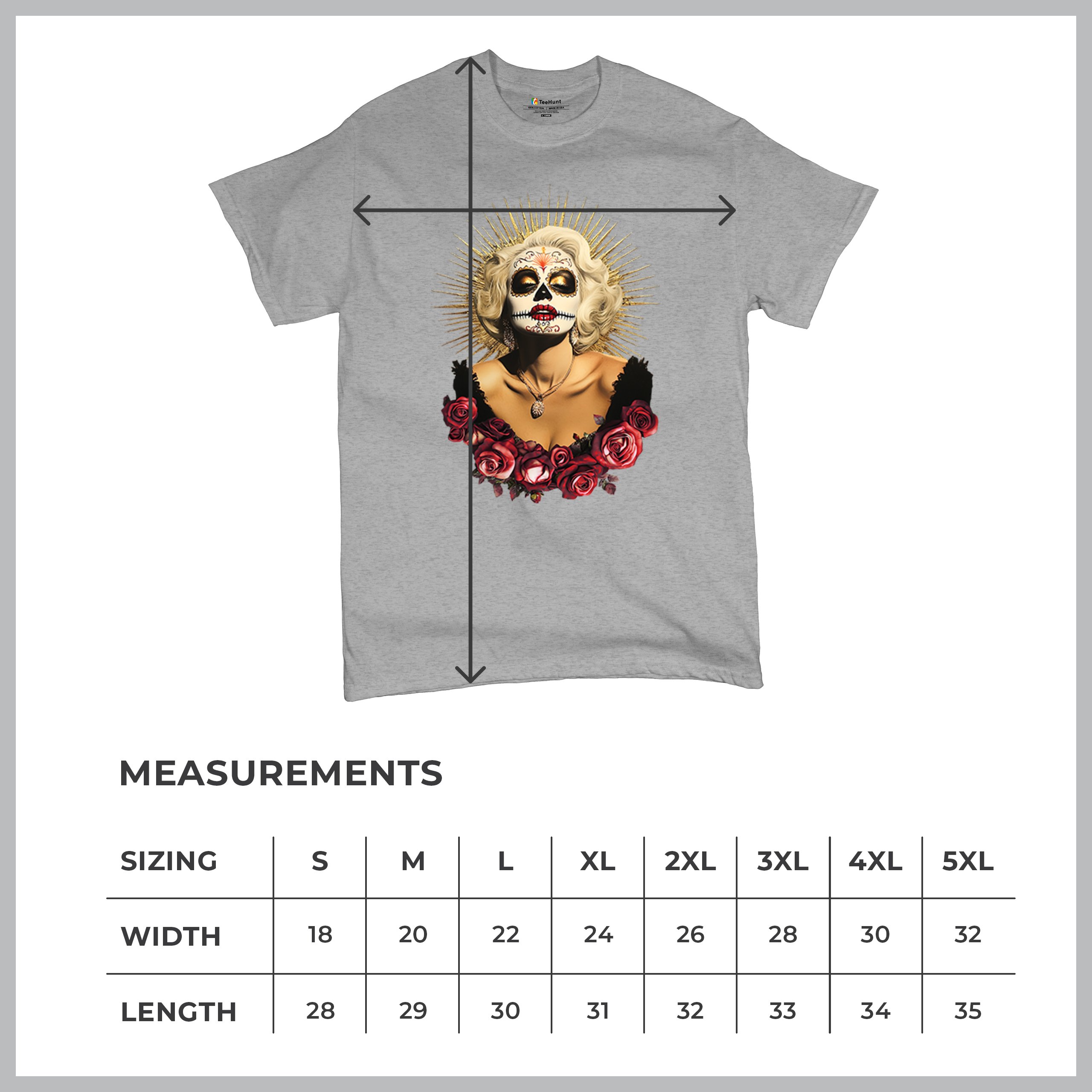Golden Age Sugar Skull T-shirt Day of Dead Rose Dia de Los Muertos Men's Tee - Picture 15 of 113