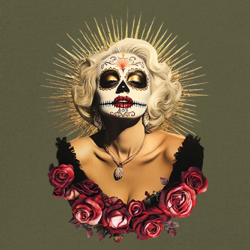 Golden Age Sugar Skull T-shirt Day of Dead Rose Dia de Los Muertos Men's Tee - Picture 95 of 113