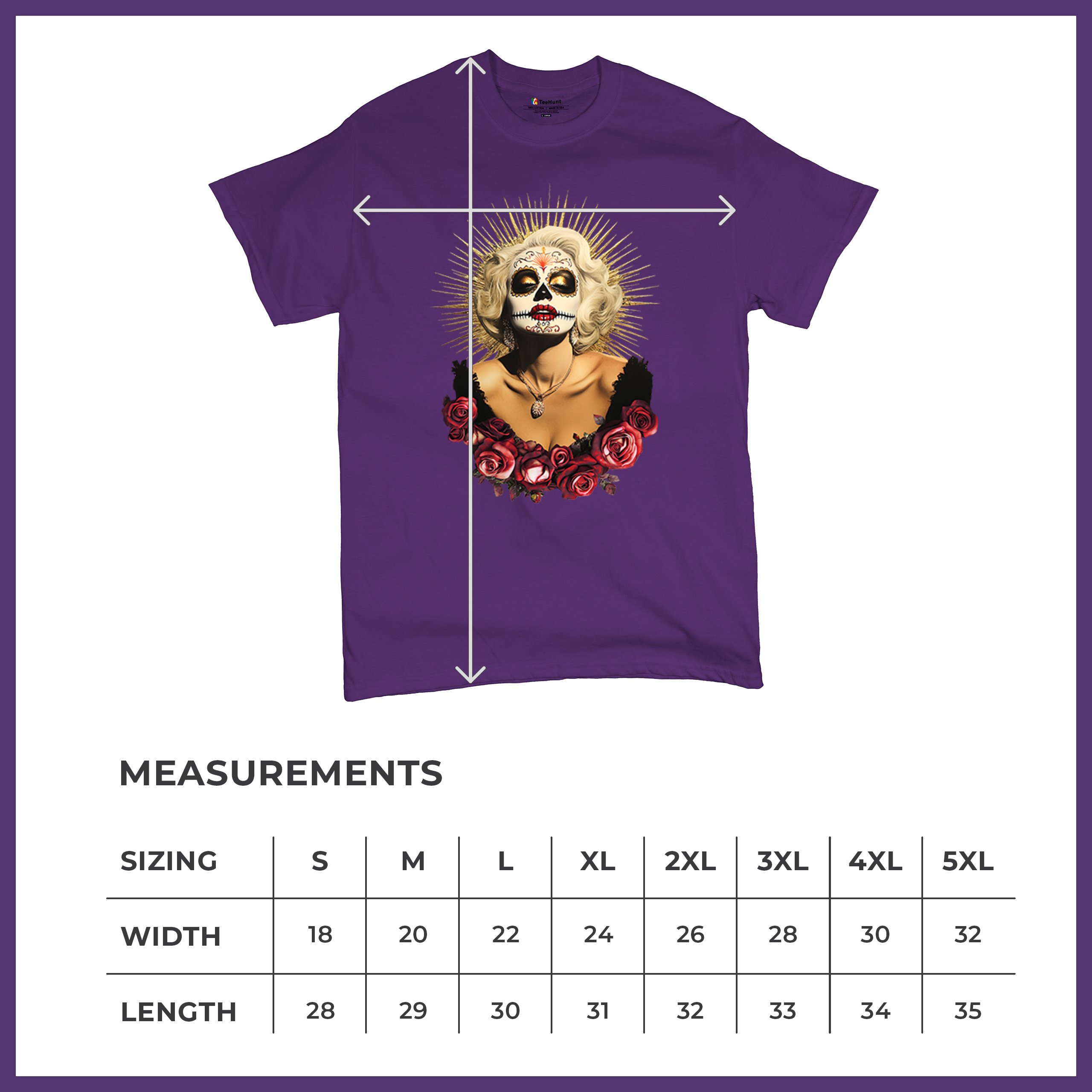 Golden Age Sugar Skull T-shirt Day of Dead Rose Dia de Los Muertos Men's Tee - Picture 36 of 113