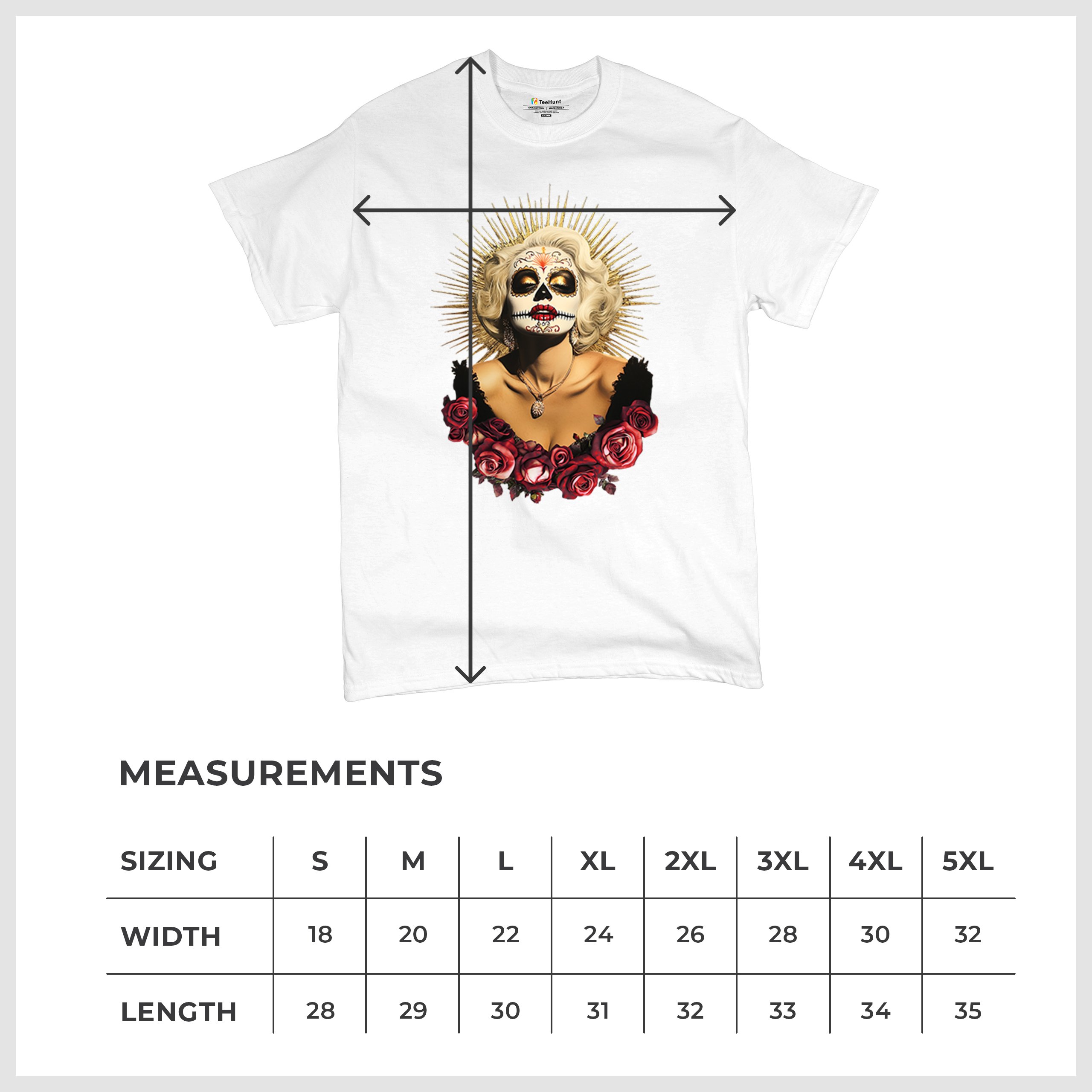 Golden Age Sugar Skull T-shirt Day of Dead Rose Dia de Los Muertos Men's Tee - Picture 50 of 113