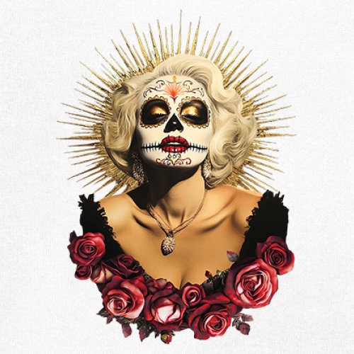 Golden Age Sugar Skull T-shirt Day of Dead Rose Dia de Los Muertos Men's Tee - Picture 46 of 113