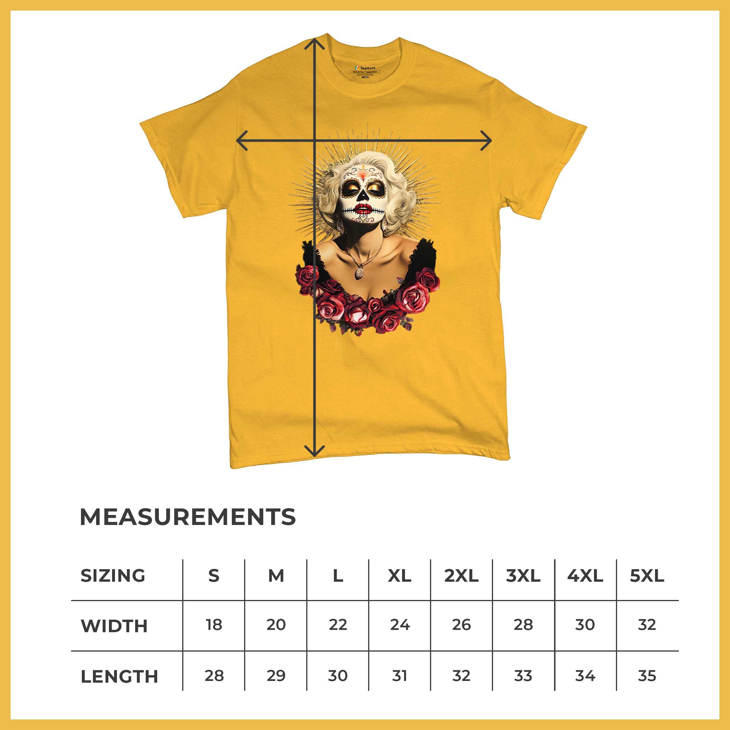Golden Age Sugar Skull T-shirt Day of Dead Rose Dia de Los Muertos Men's Tee - Picture 113 of 113