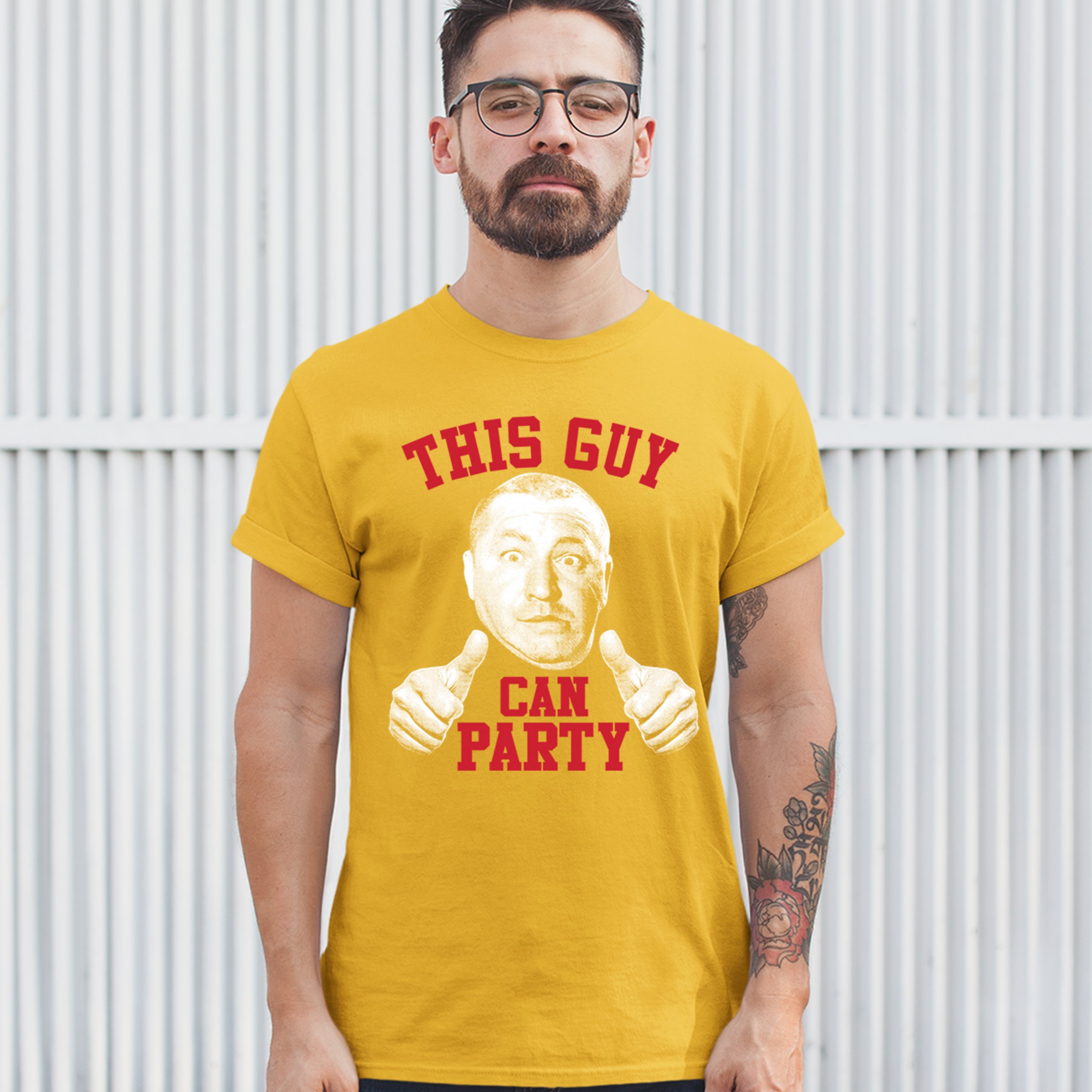 This Guy Can Party T-shirt Curly Howard The Three Stooges Men's Tee - Picture 45 of 45
