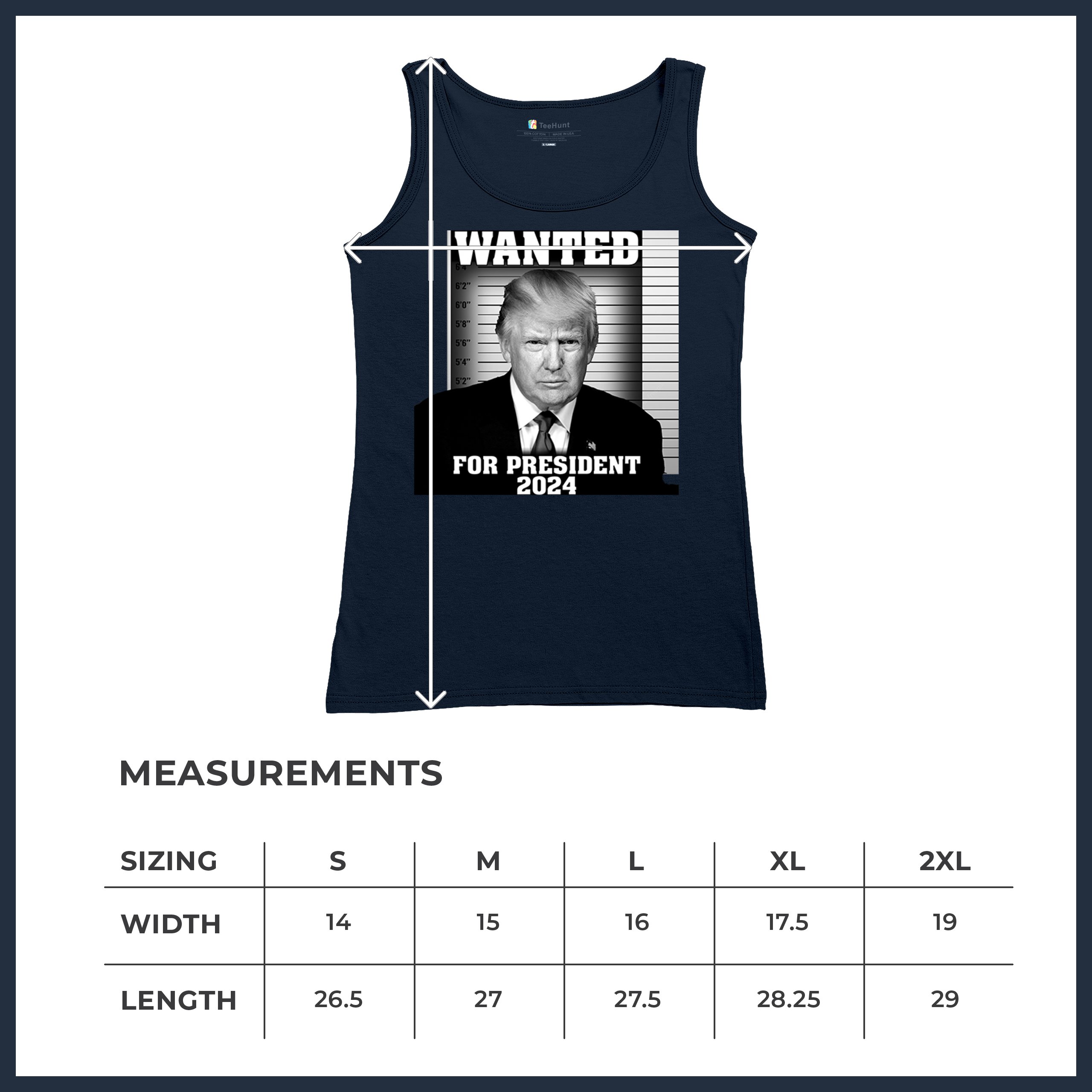 Donald Trump Wanted for President 2024 Women's Tank Top Mugshot MAGA America - Picture 29 of 36