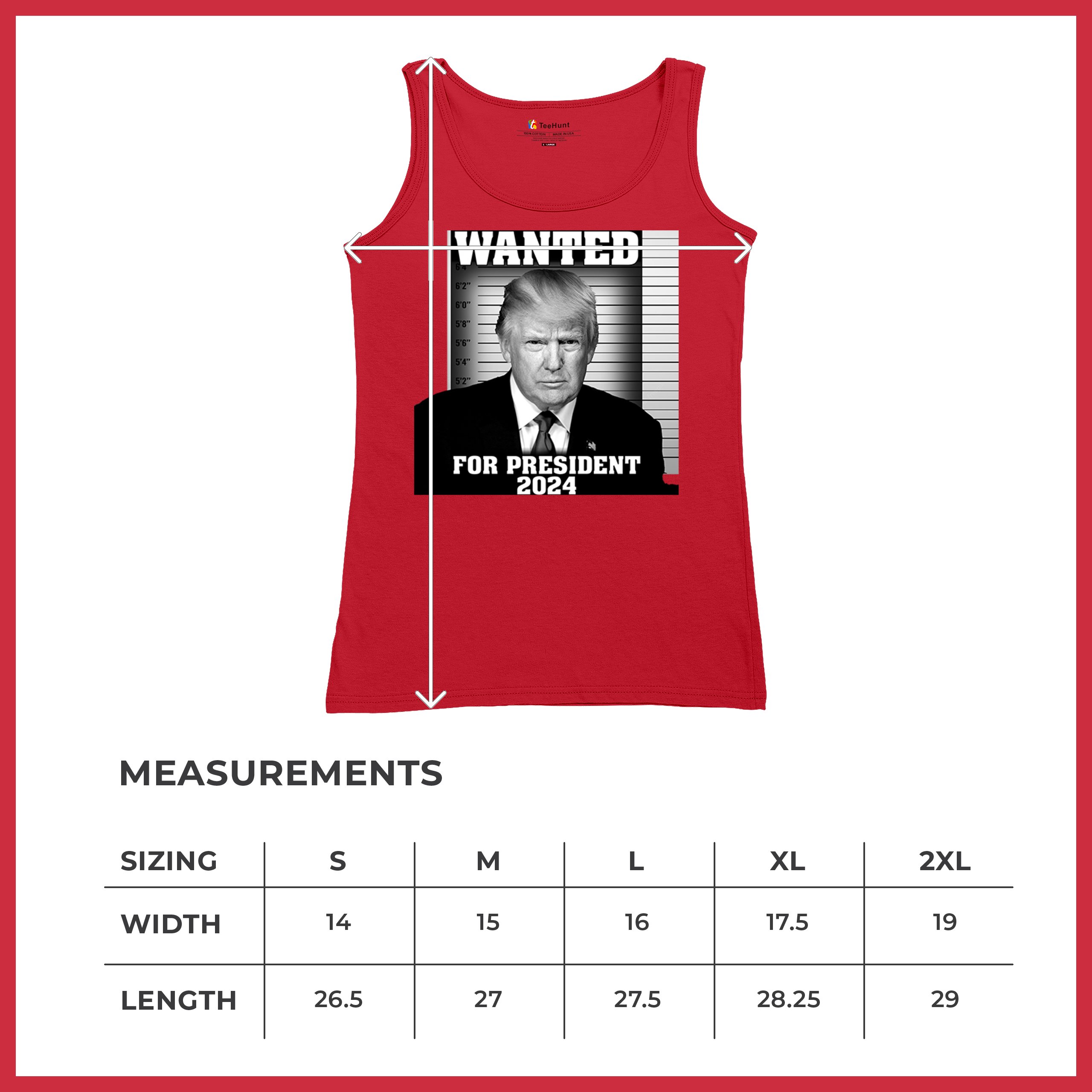 Donald Trump Wanted for President 2024 Women's Tank Top Mugshot MAGA America - Picture 15 of 36