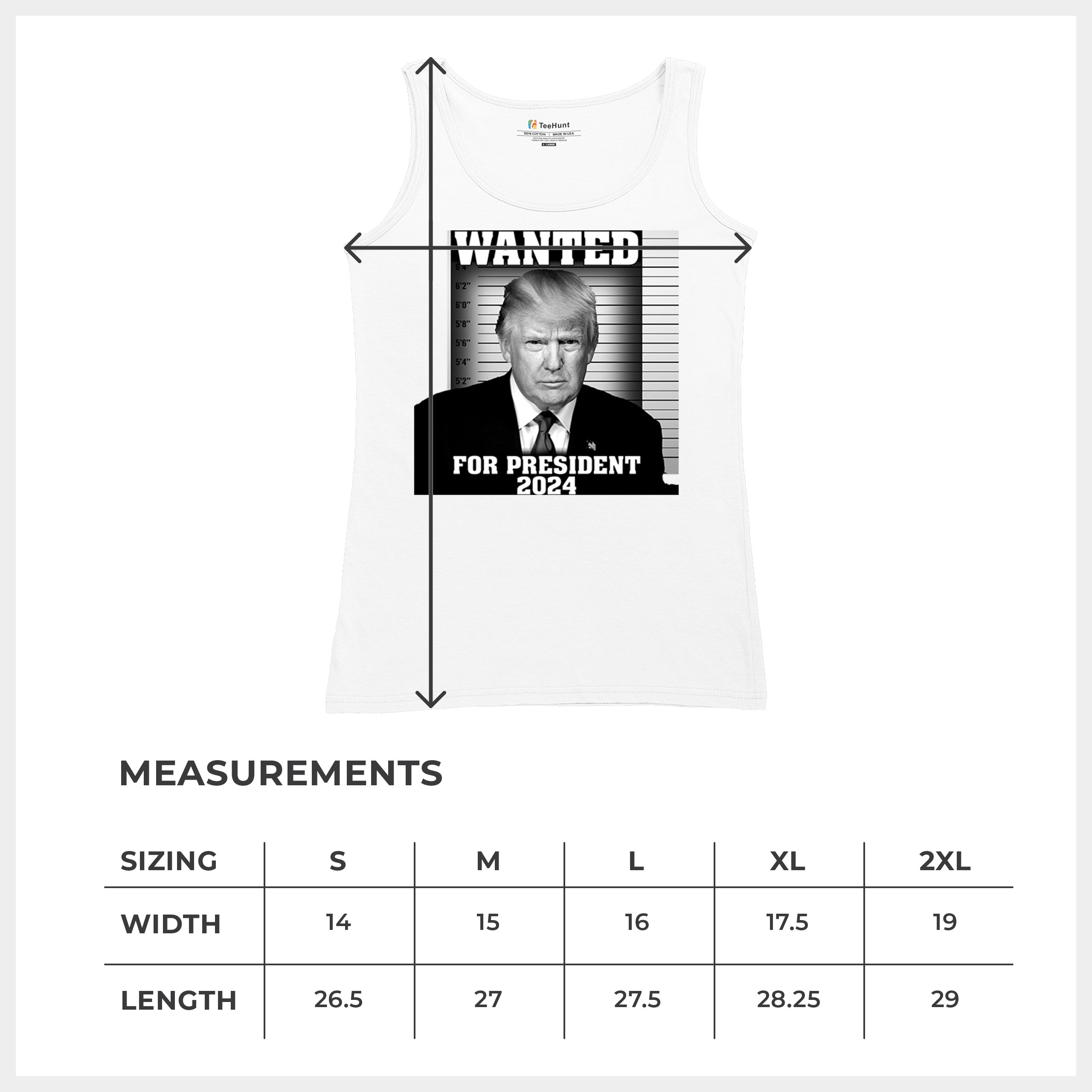 Donald Trump Wanted for President 2024 Women's Tank Top Mugshot MAGA America - Picture 22 of 36