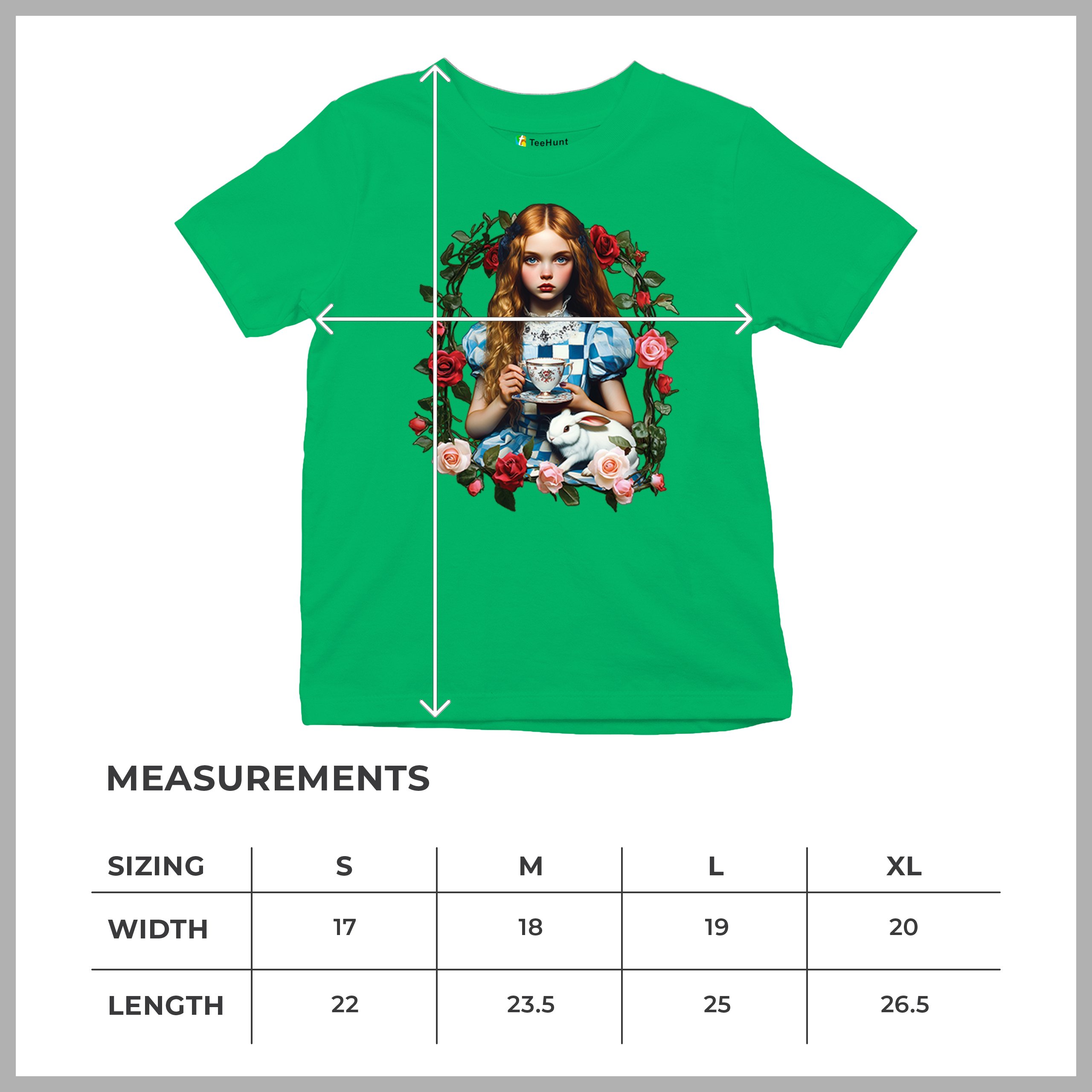 Storybook Alice Tea Party Youth T-shirt Wonderland Girl Fairytale Rabbit Kids - Picture 36 of 50
