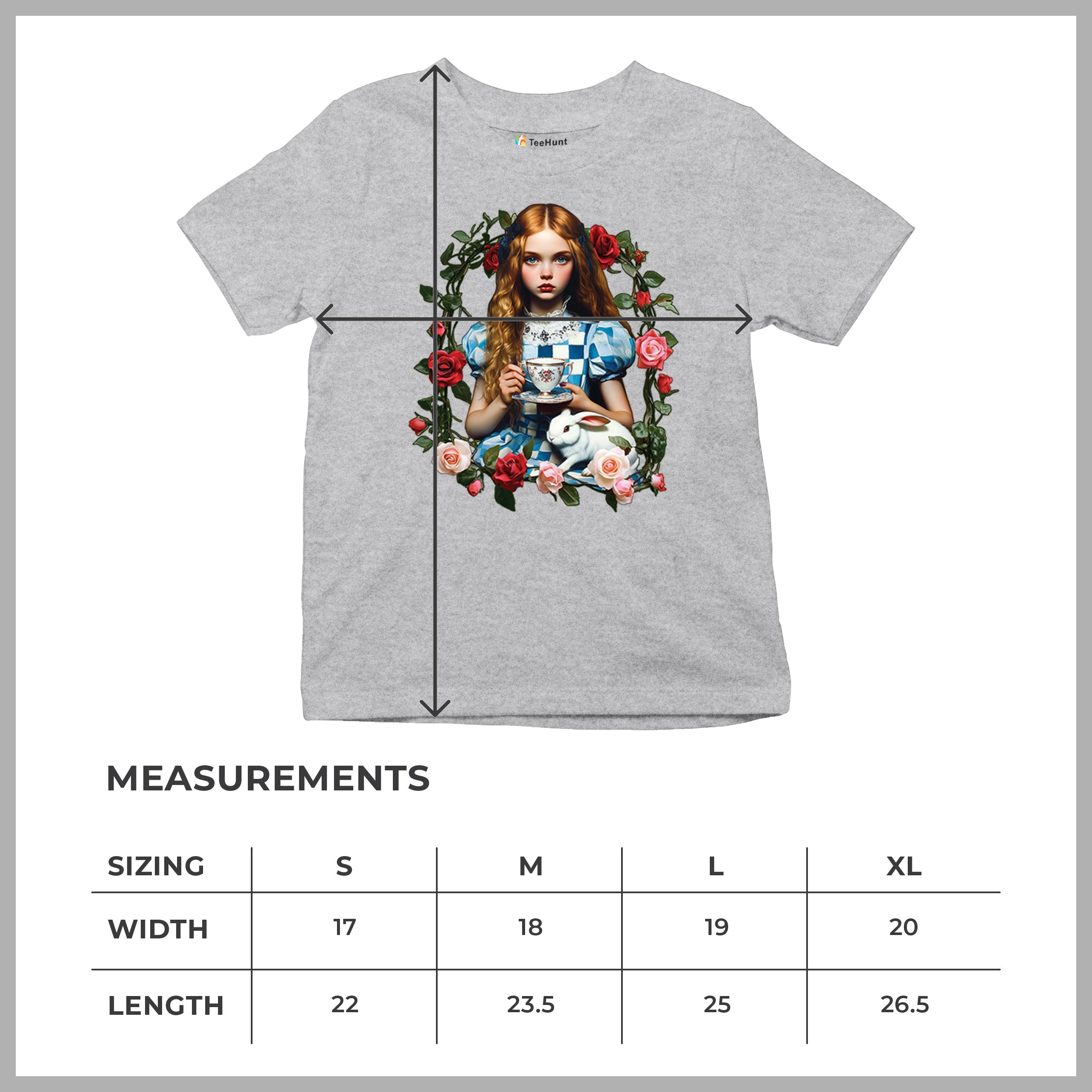 Storybook Alice Tea Party Youth T-shirt Wonderland Girl Fairytale Rabbit Kids - Picture 15 of 50