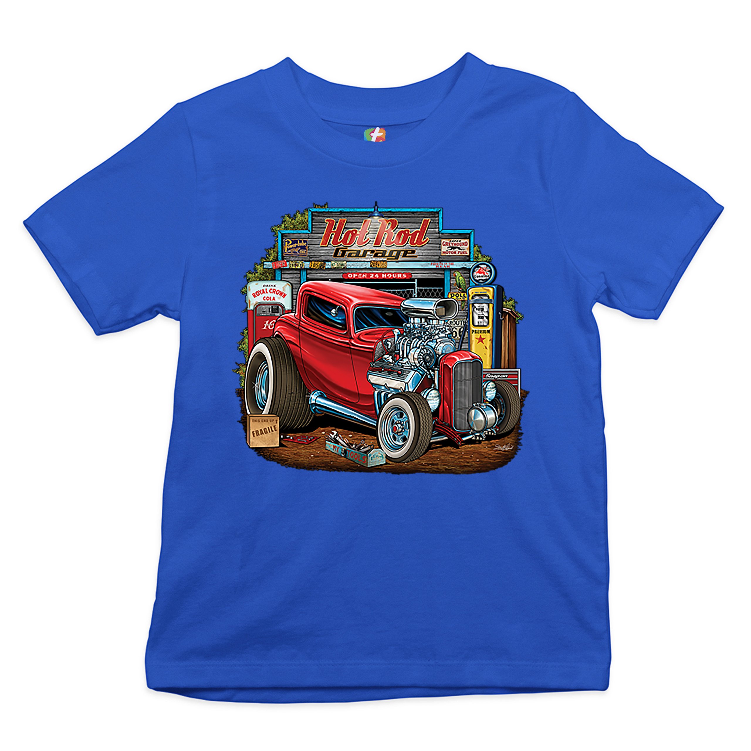 Hot Rod Garage Youth T-shirt Route 66 Retro Vintage Drag Racing Car Kids - Picture 22 of 29