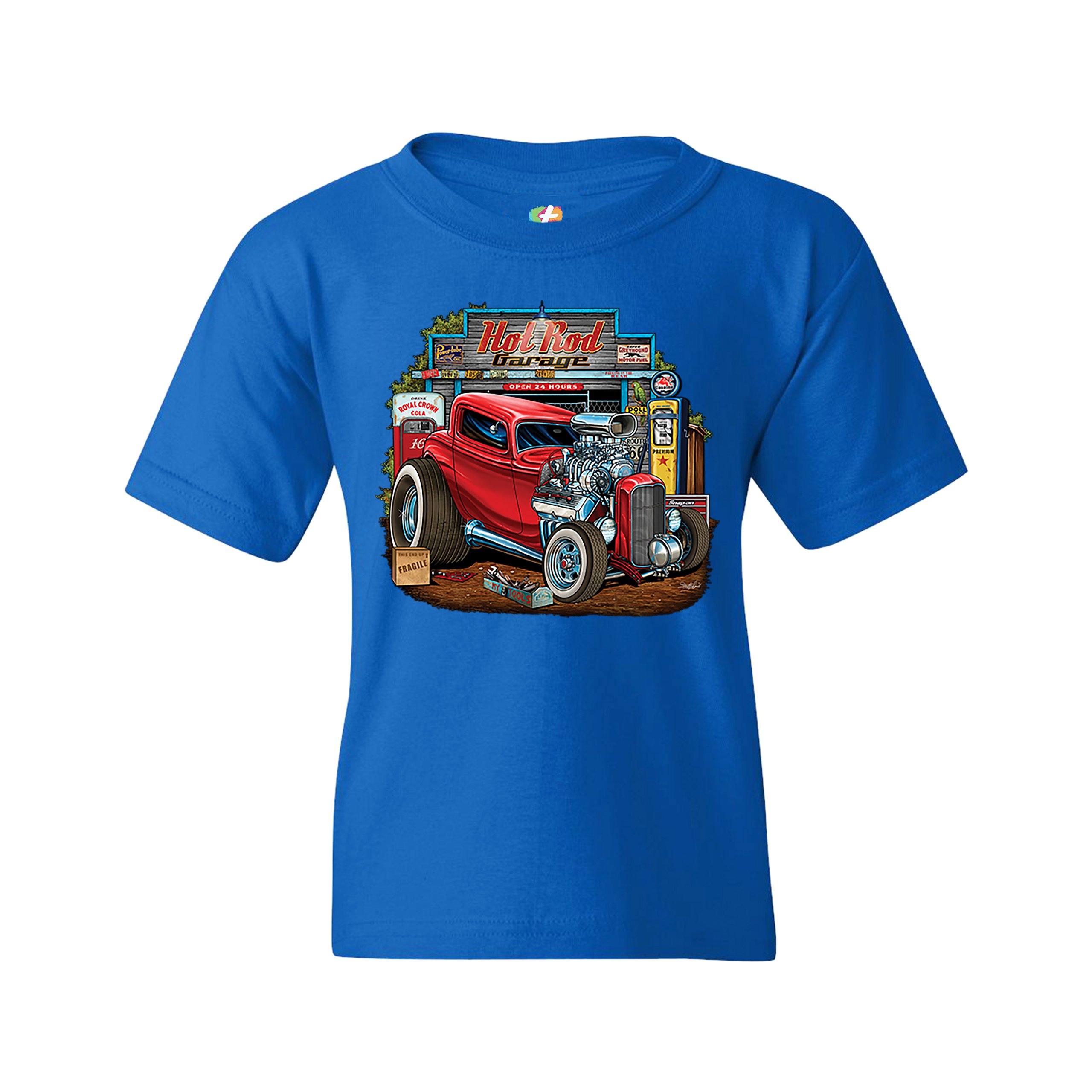 Hot Rod Garage Youth T-shirt Route 66 Retro Vintage Drag Racing Car Kids - Picture 23 of 29