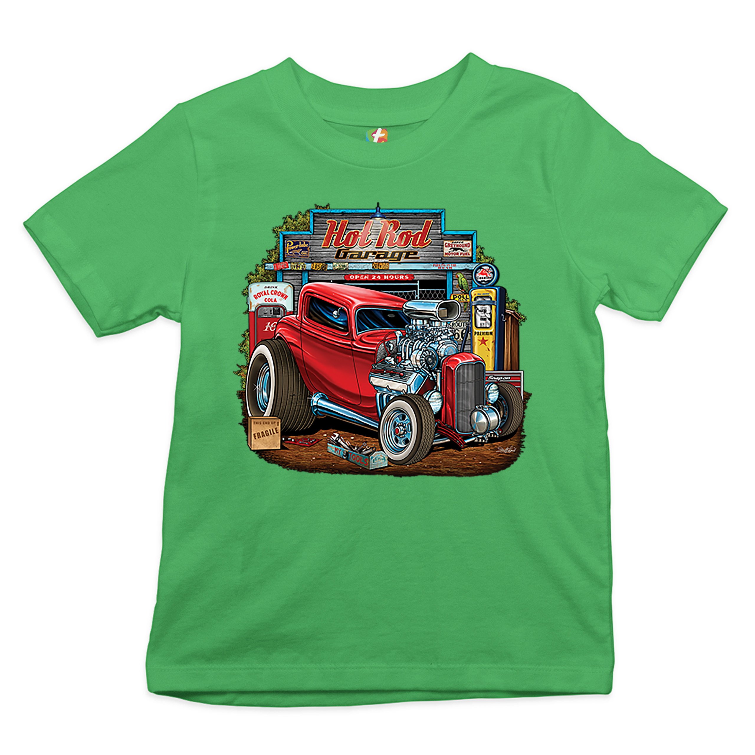 Hot Rod Garage Youth T-shirt Route 66 Retro Vintage Drag Racing Car Kids - Picture 18 of 29