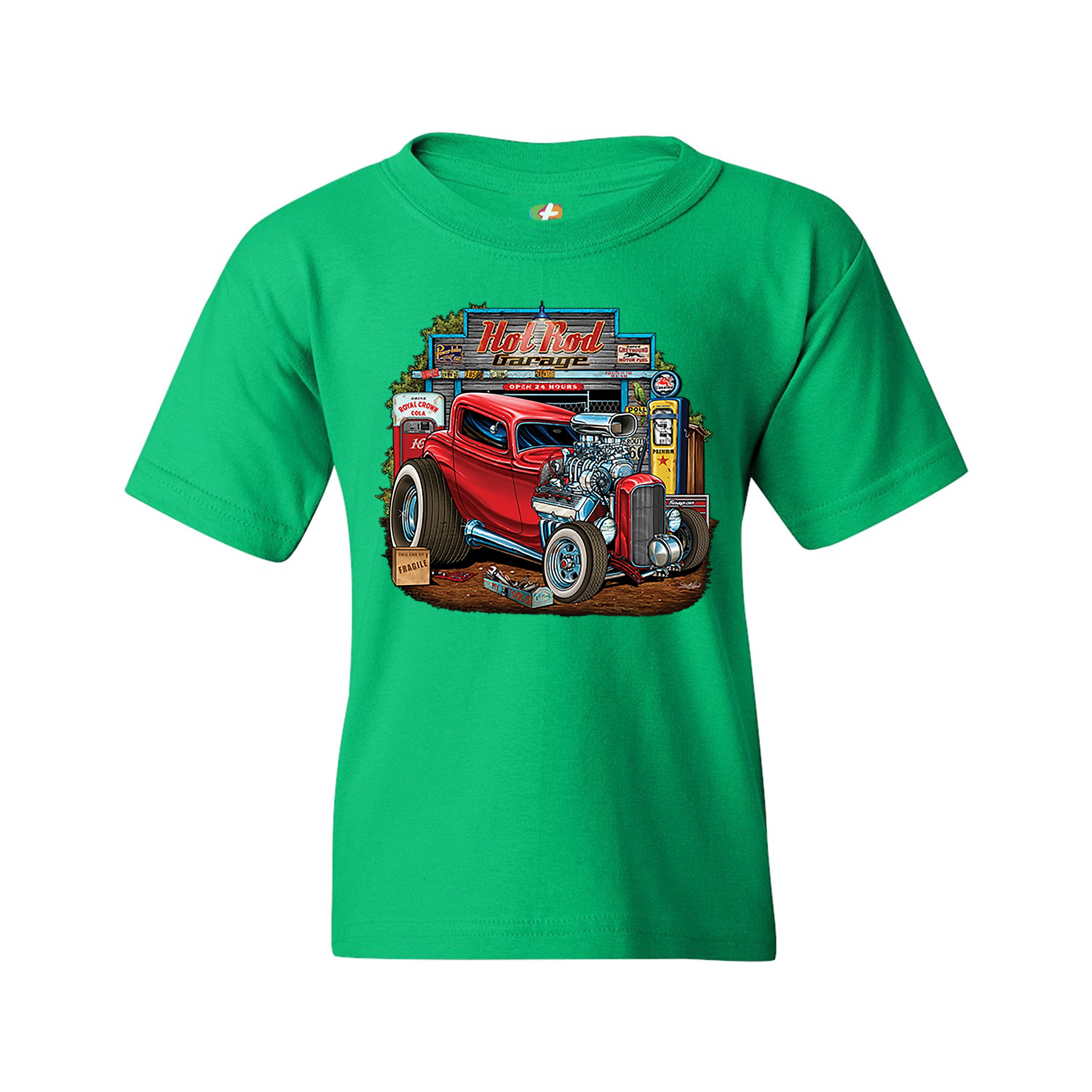 Hot Rod Garage Youth T-shirt Route 66 Retro Vintage Drag Racing Car Kids - Picture 19 of 29