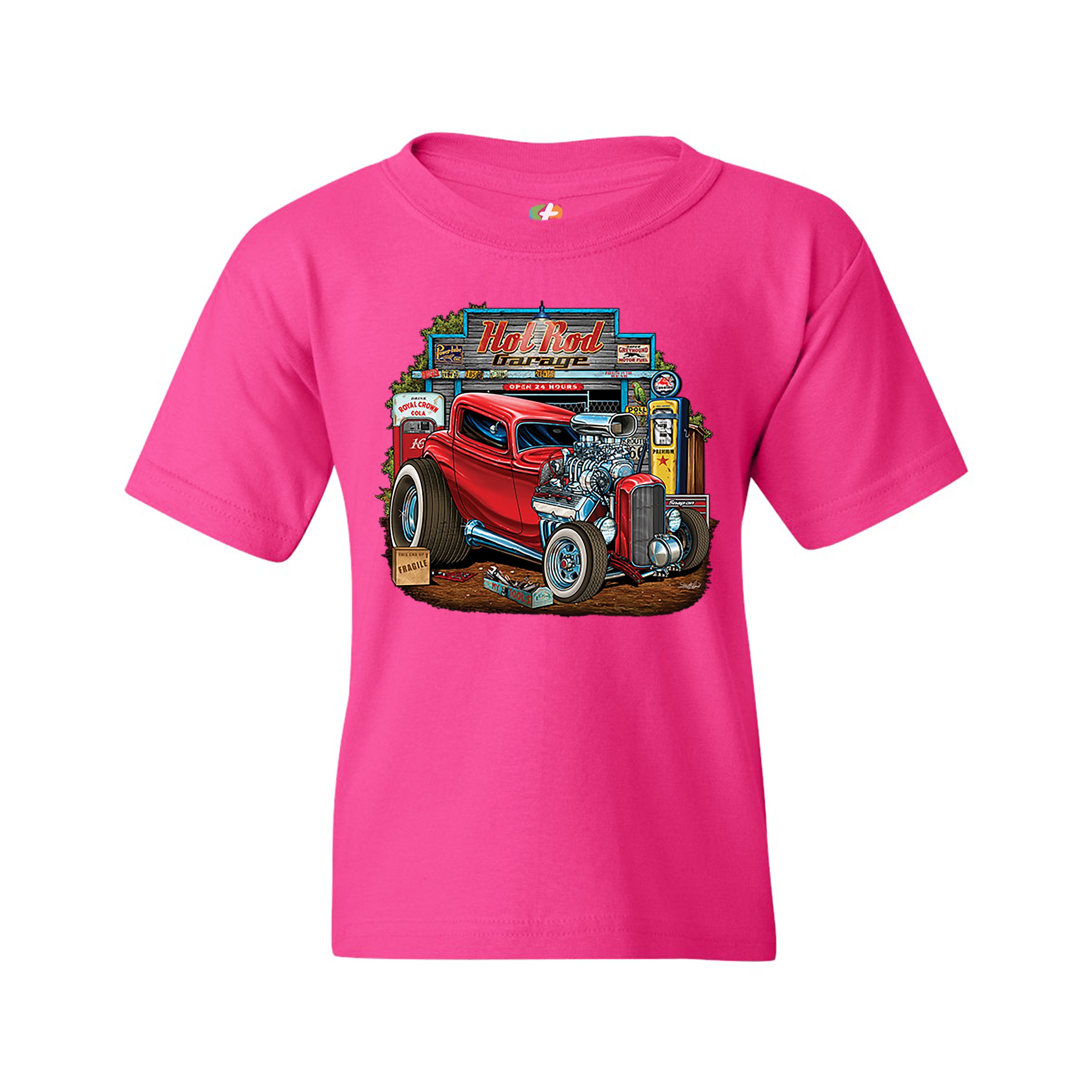 Hot Rod Garage Youth T-shirt Route 66 Retro Vintage Drag Racing Car Kids - Picture 27 of 29