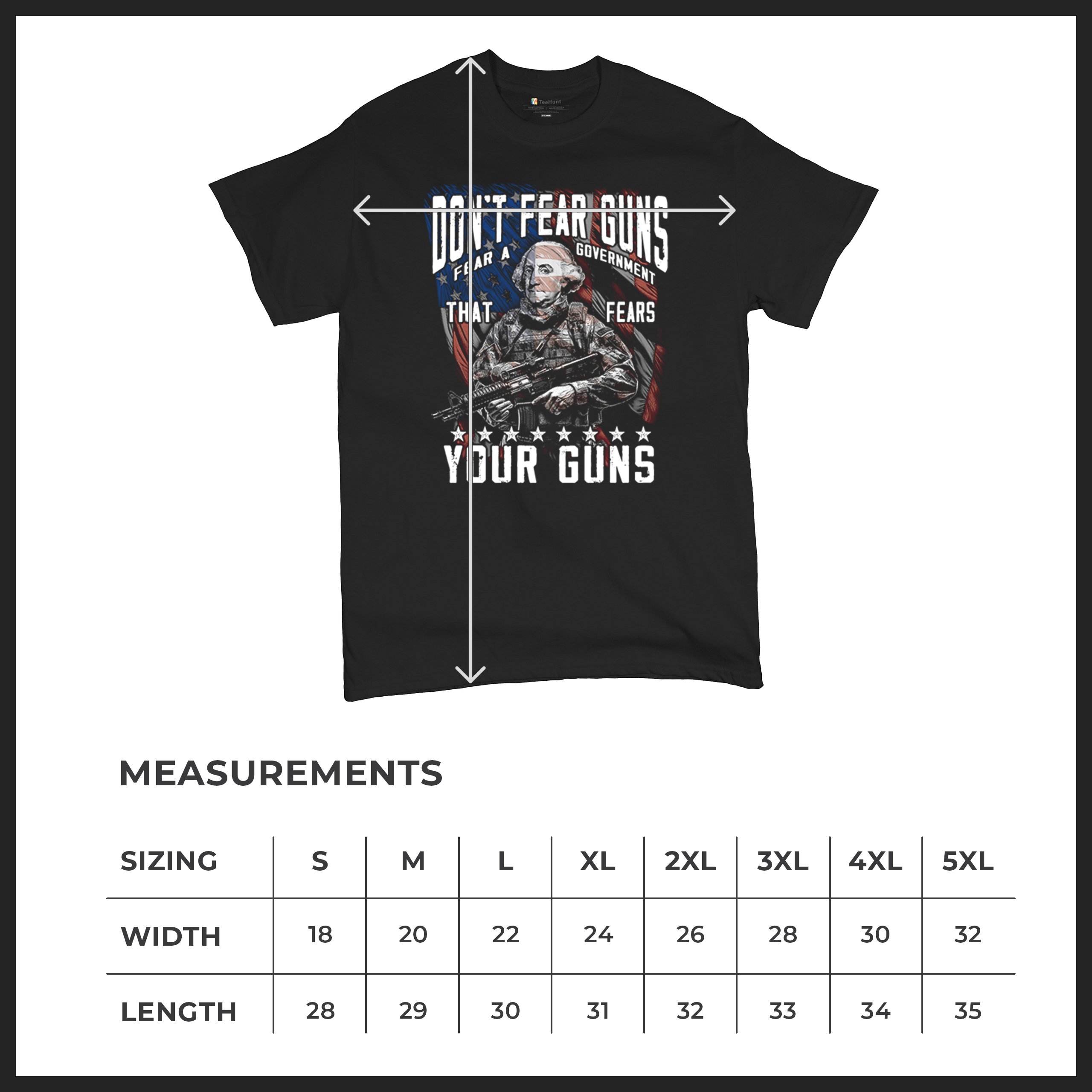 Dont Fear Guns T-shirt Tactical Patriot Washington 2nd Amendment Men's Tee - Picture 8 of 29