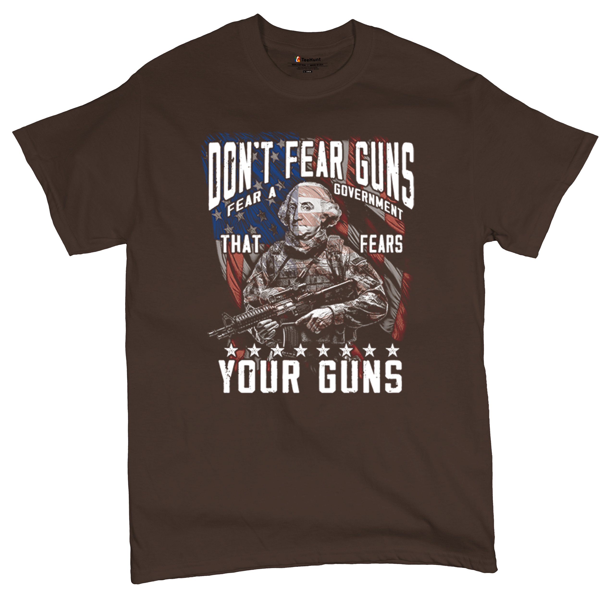 Dont Fear Guns T-shirt Tactical Patriot Washington 2nd Amendment Men's Tee - Picture 20 of 29