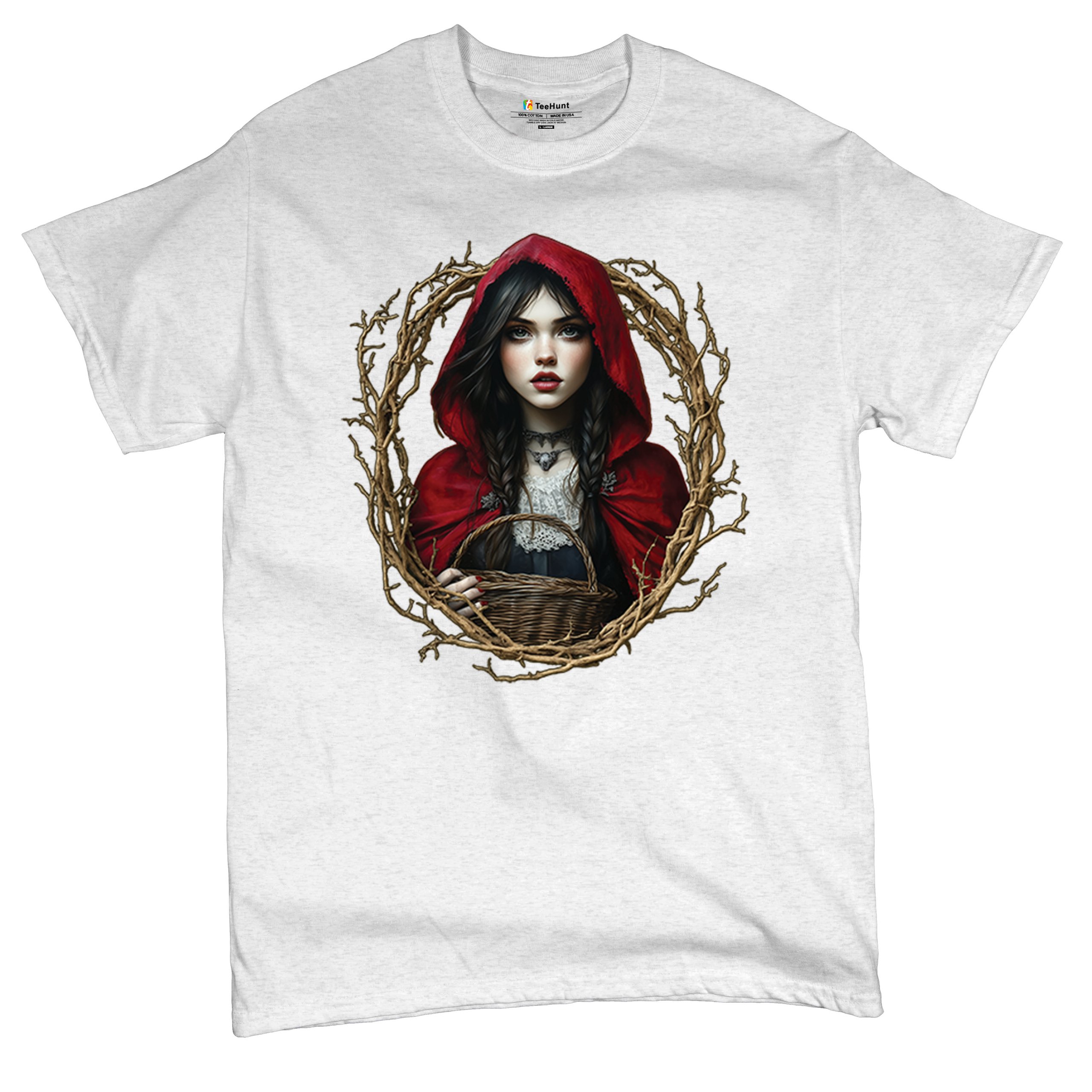 Storybook Red Riding Hood T-shirt Gothic Fairytale Cute Little Girl Men's Tee - Picture 69 of 113
