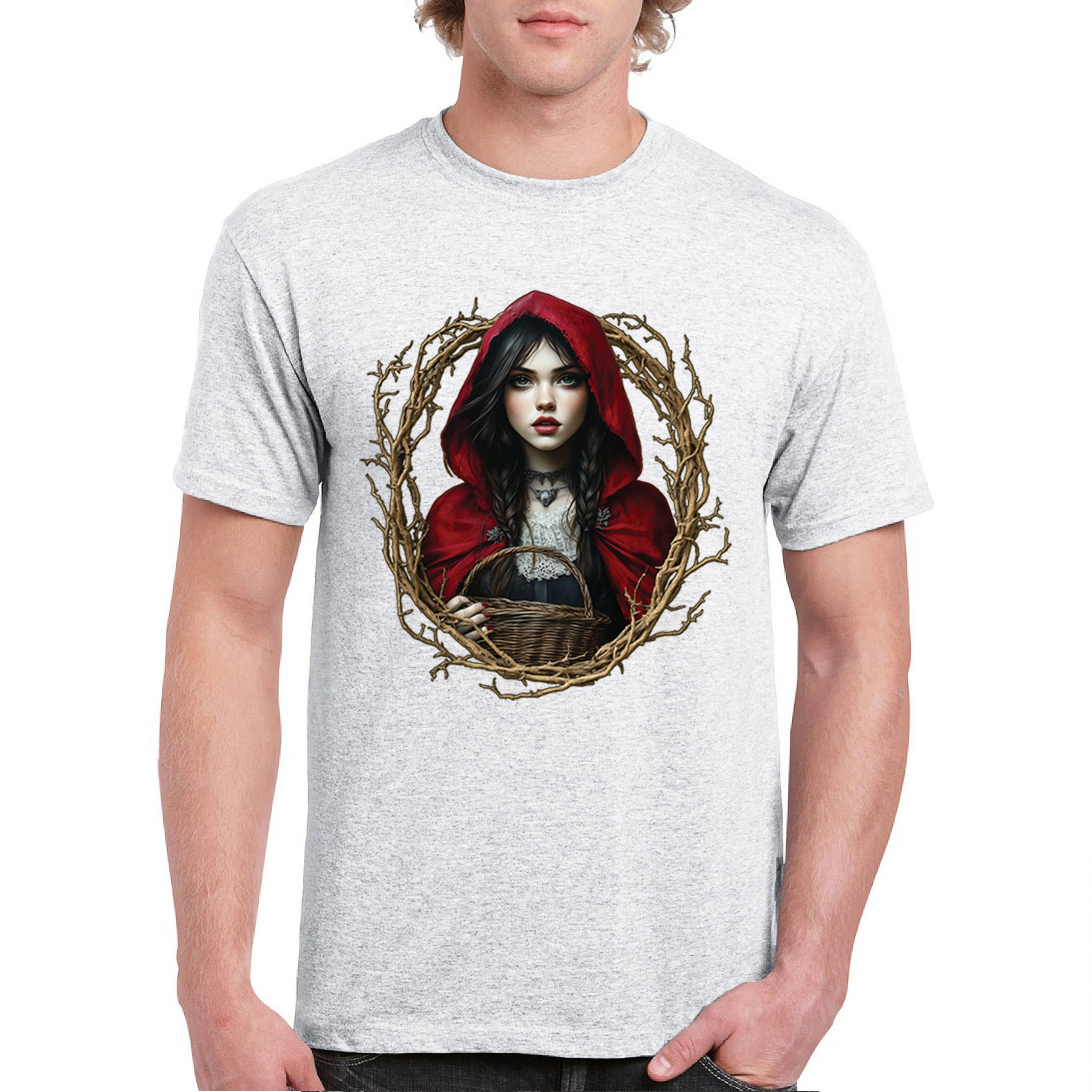 Storybook Red Riding Hood T-shirt Gothic Fairytale Cute Little Girl Men's Tee - Picture 65 of 113