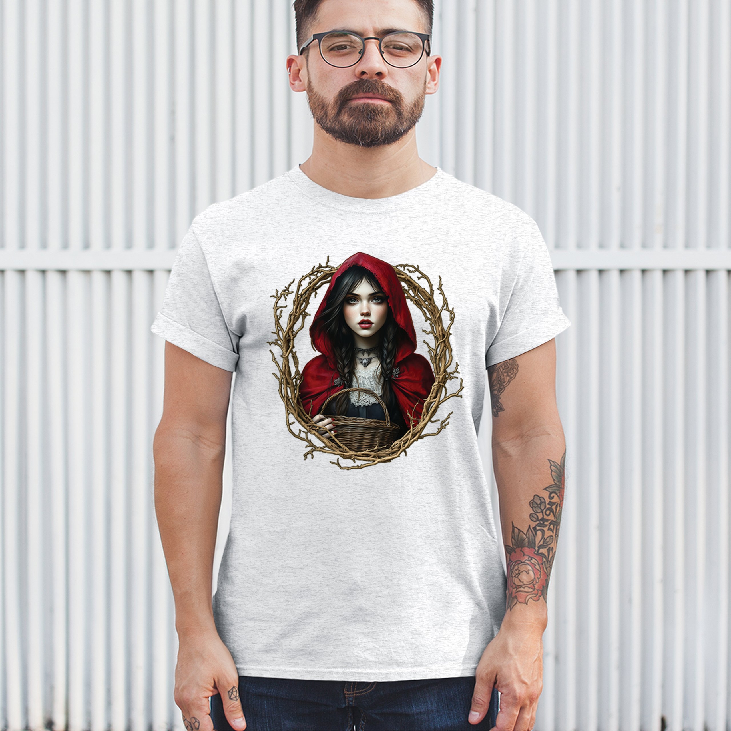 Storybook Red Riding Hood T-shirt Gothic Fairytale Cute Little Girl Men's Tee - Picture 68 of 113