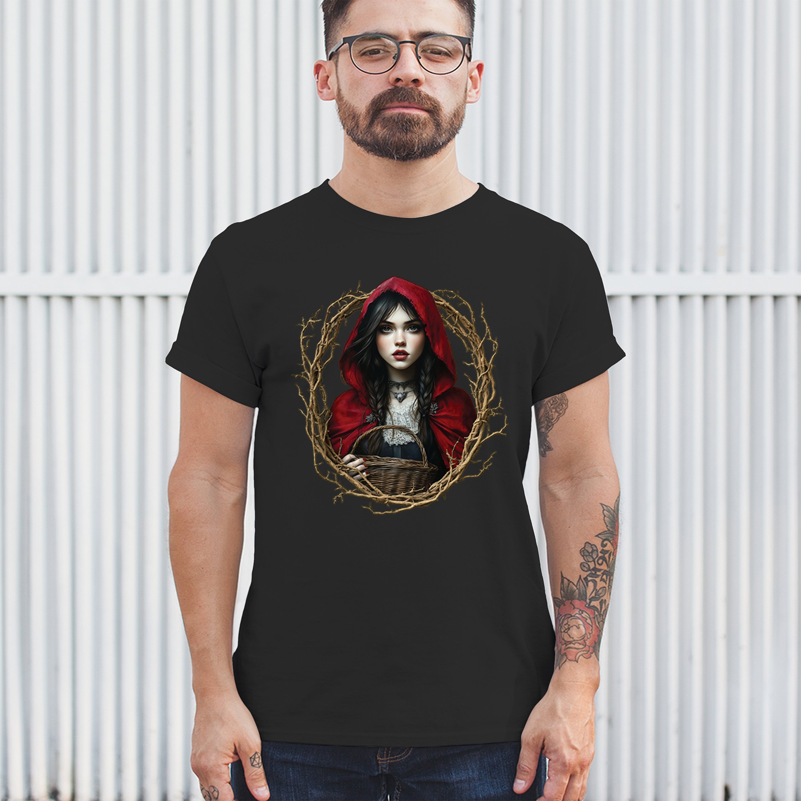 Storybook Red Riding Hood T-shirt Gothic Fairytale Cute Little Girl Men's Tee - Picture 5 of 113