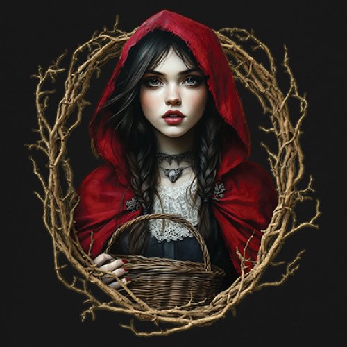 Storybook Red Riding Hood T-shirt Gothic Fairytale Cute Little Girl Men's Tee - Picture 4 of 113