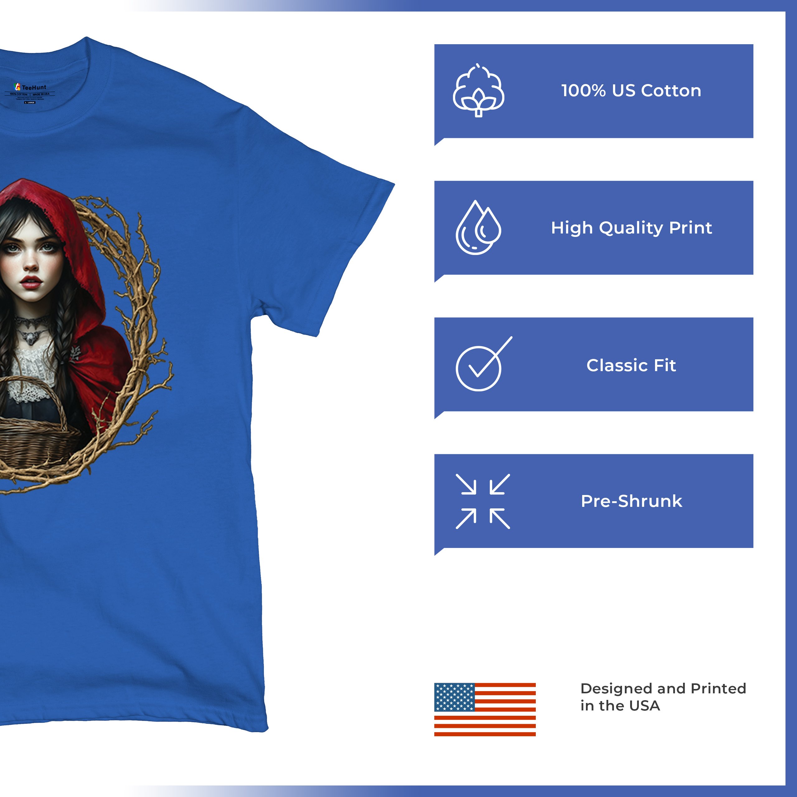 Storybook Red Riding Hood T-shirt Gothic Fairytale Cute Little Girl Men's Tee - Picture 105 of 113