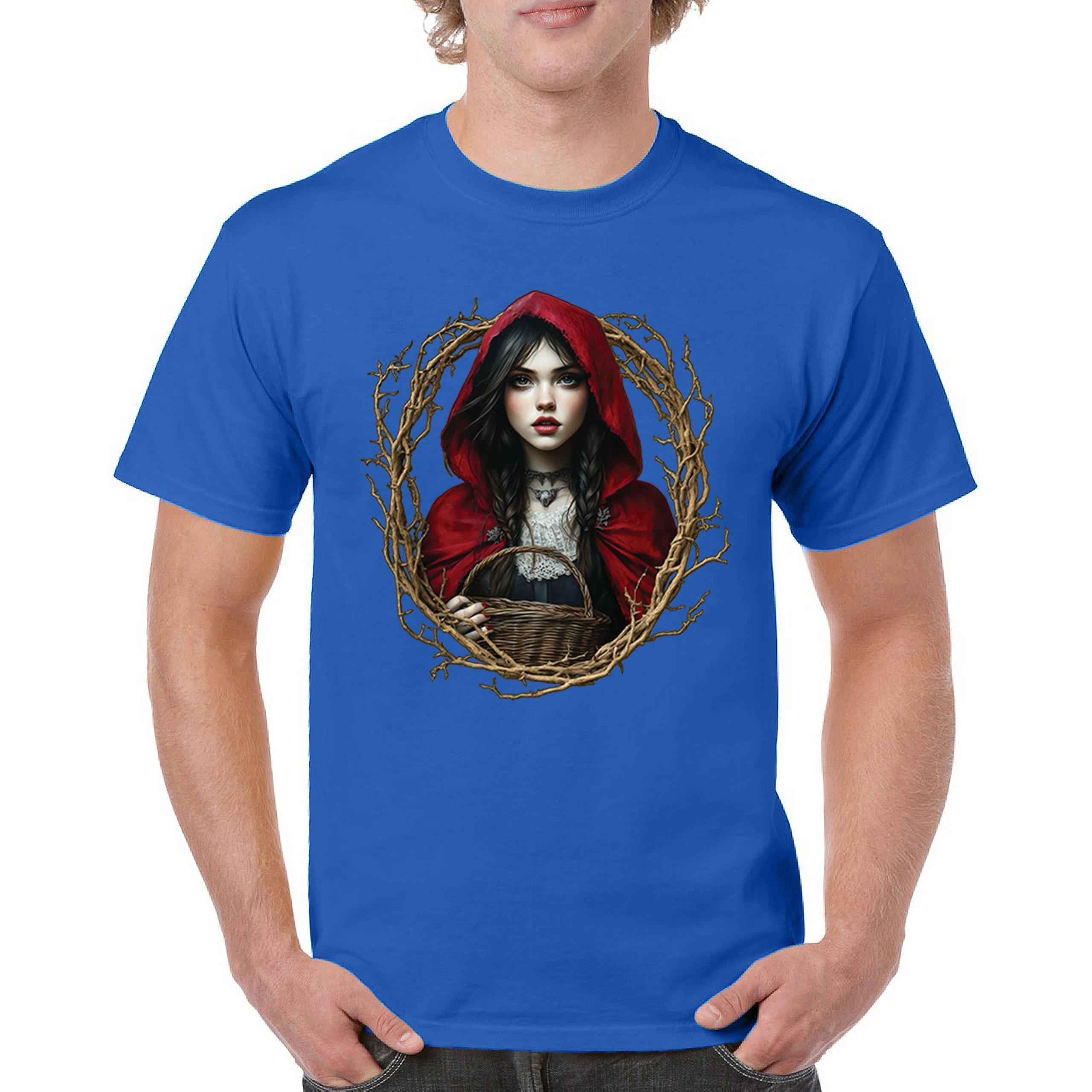 Storybook Red Riding Hood T-shirt Gothic Fairytale Cute Little Girl Men's Tee - Picture 100 of 113