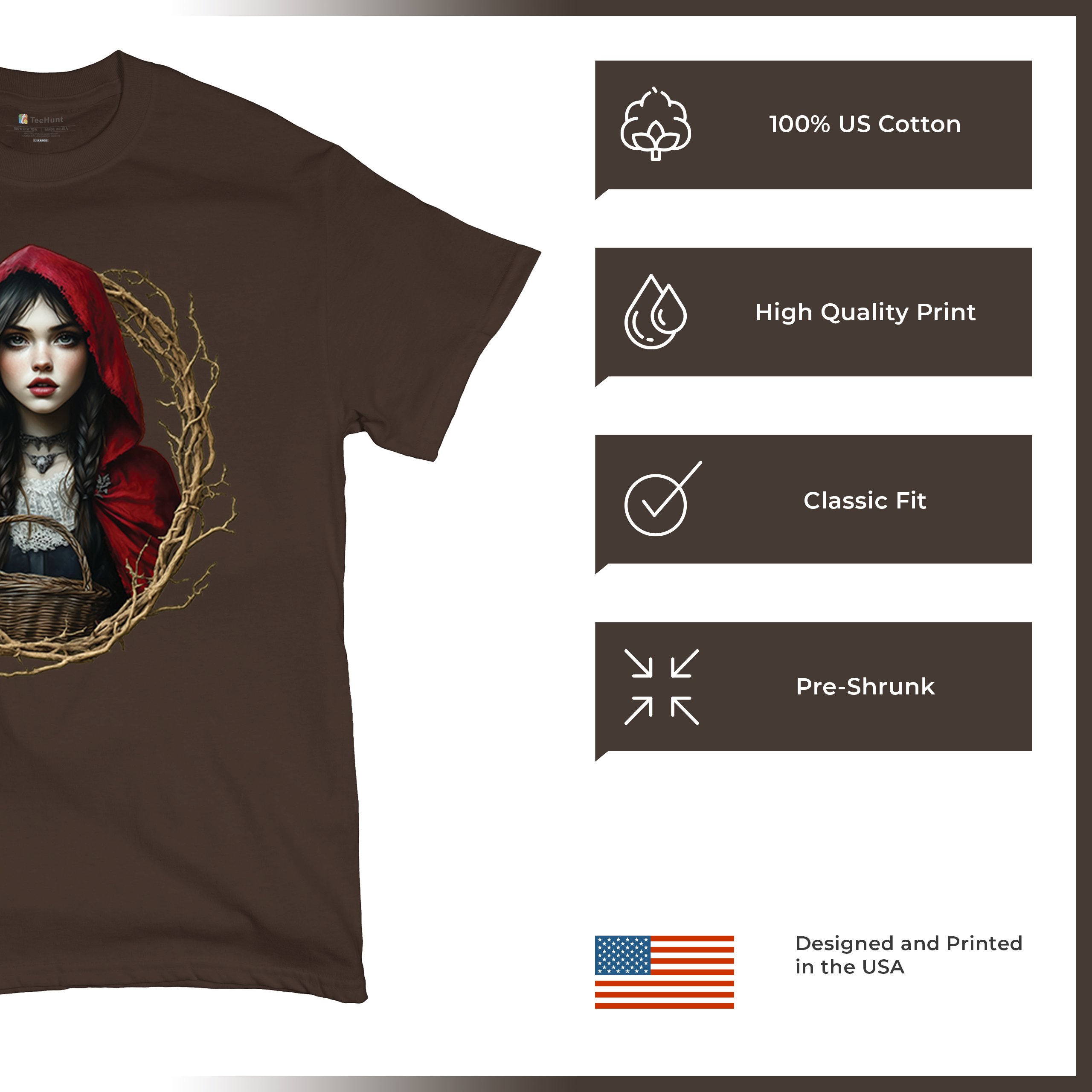 Storybook Red Riding Hood T-shirt Gothic Fairytale Cute Little Girl Men's Tee - Picture 77 of 113