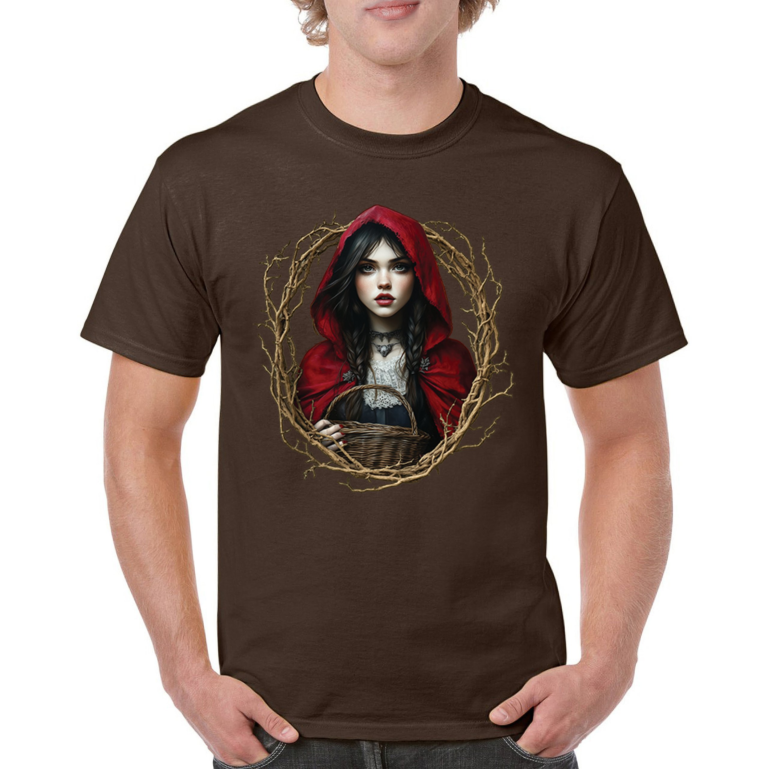 Storybook Red Riding Hood T-shirt Gothic Fairytale Cute Little Girl Men's Tee - Picture 72 of 113