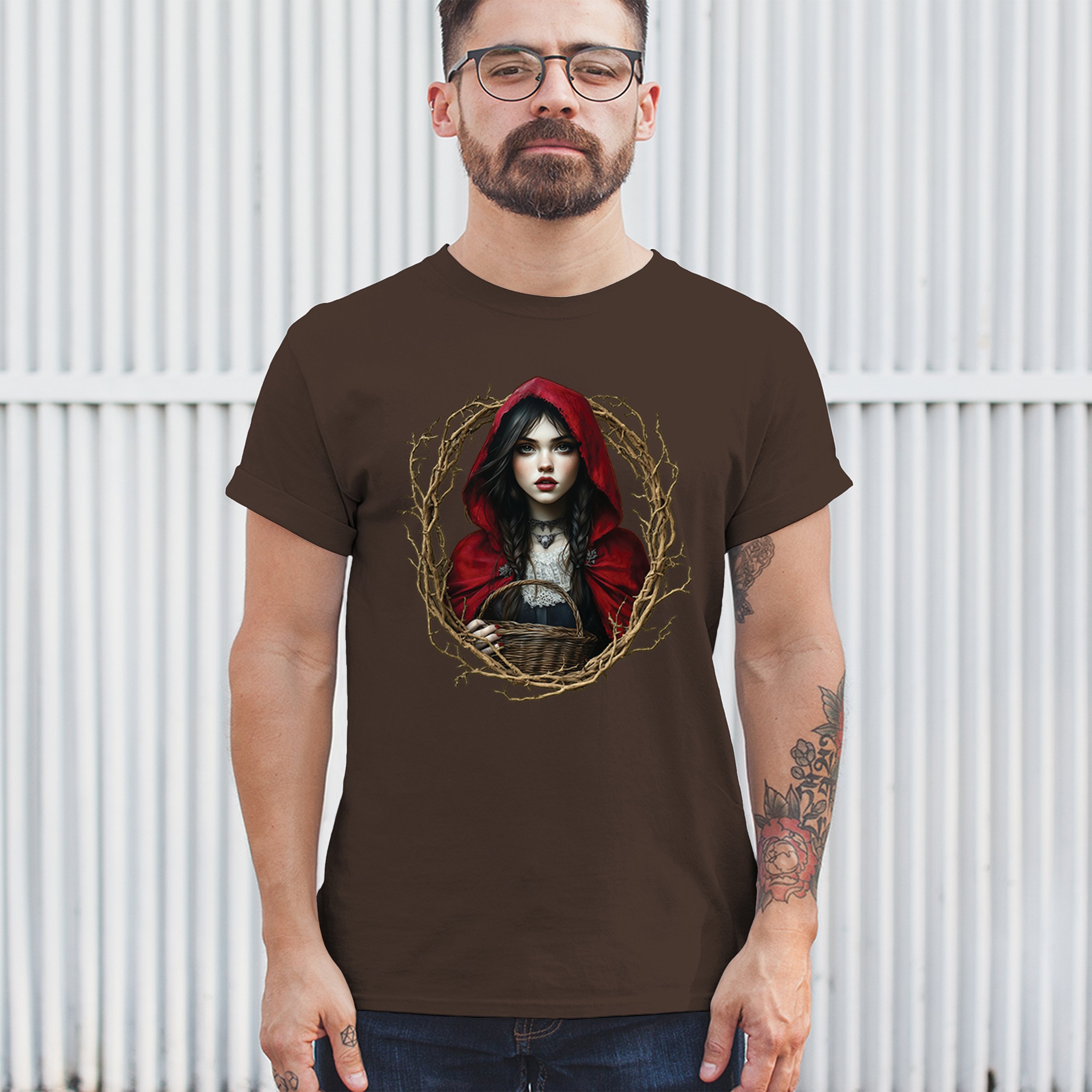 Storybook Red Riding Hood T-shirt Gothic Fairytale Cute Little Girl Men's Tee - Picture 75 of 113