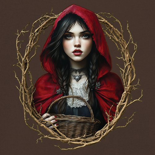 Storybook Red Riding Hood T-shirt Gothic Fairytale Cute Little Girl Men's Tee - Picture 74 of 113