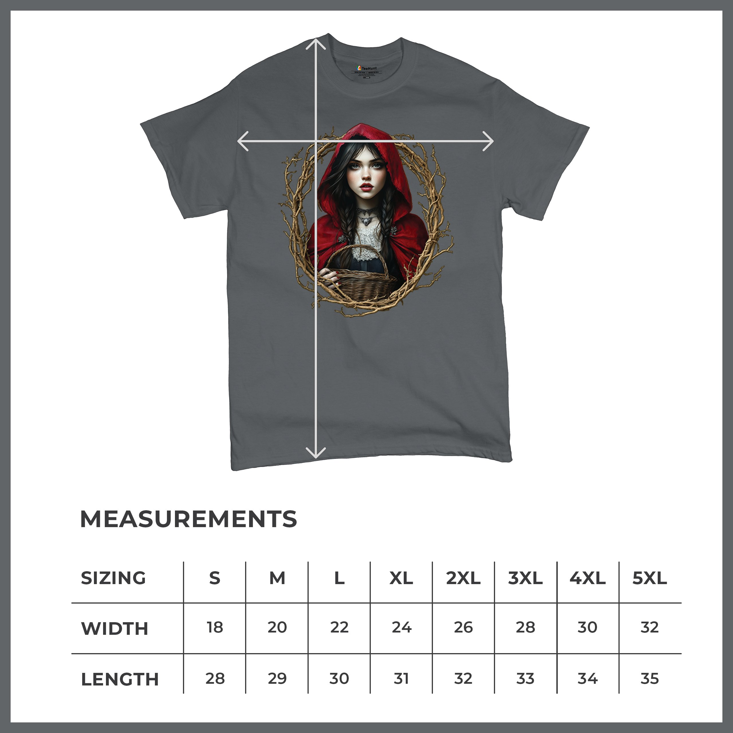 Storybook Red Riding Hood T-shirt Gothic Fairytale Cute Little Girl Men's Tee - Picture 85 of 113