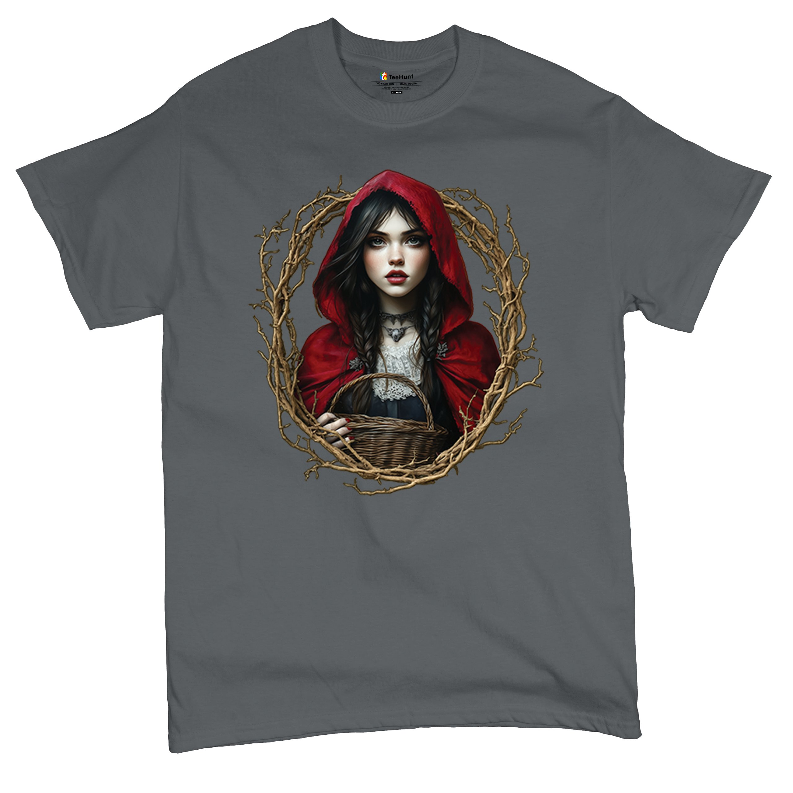 Storybook Red Riding Hood T-shirt Gothic Fairytale Cute Little Girl Men's Tee - Picture 83 of 113
