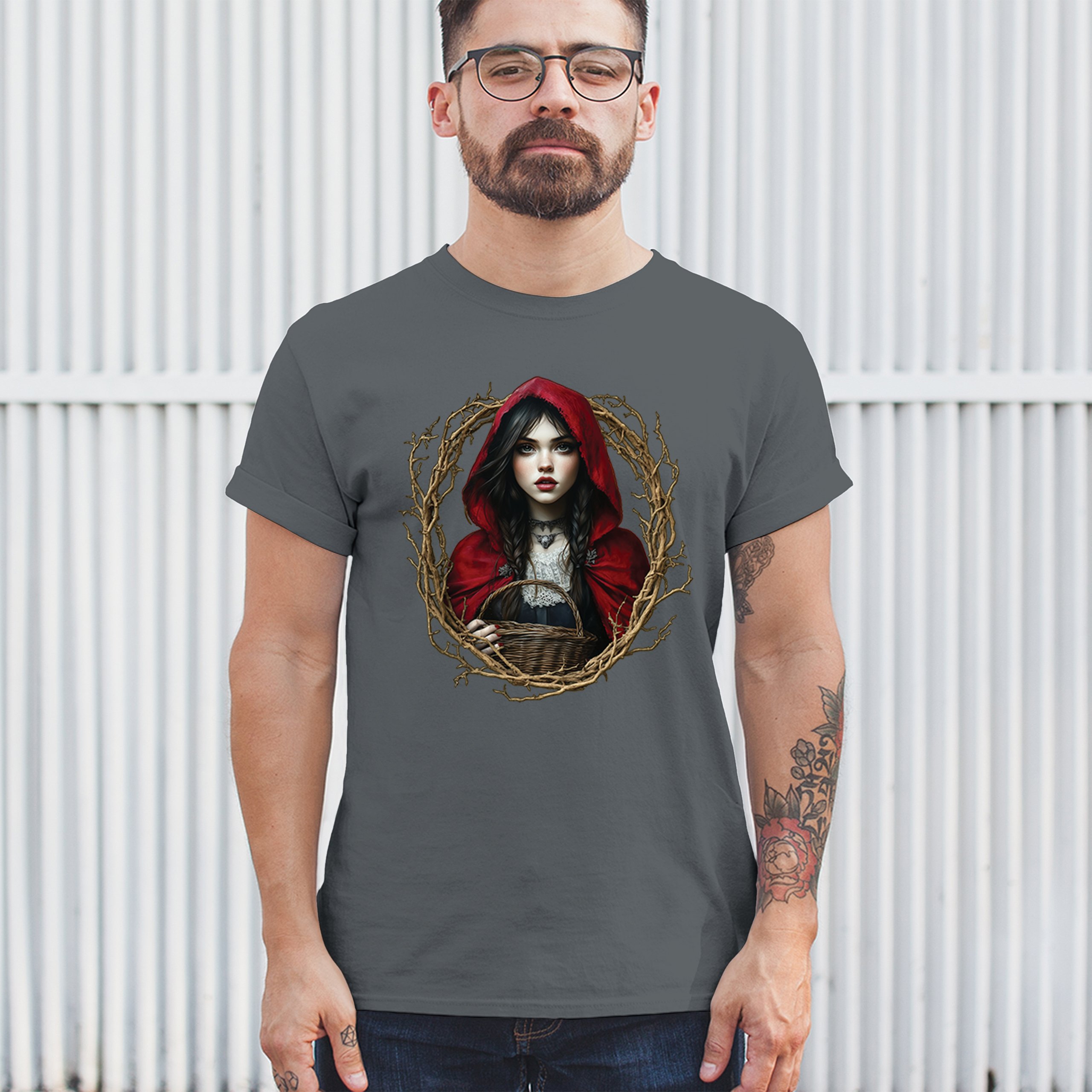 Storybook Red Riding Hood T-shirt Gothic Fairytale Cute Little Girl Men's Tee - Picture 82 of 113