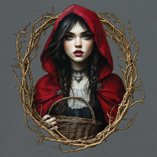 Storybook Red Riding Hood T-shirt Gothic Fairytale Cute Little Girl Men's Tee - Picture 81 of 113