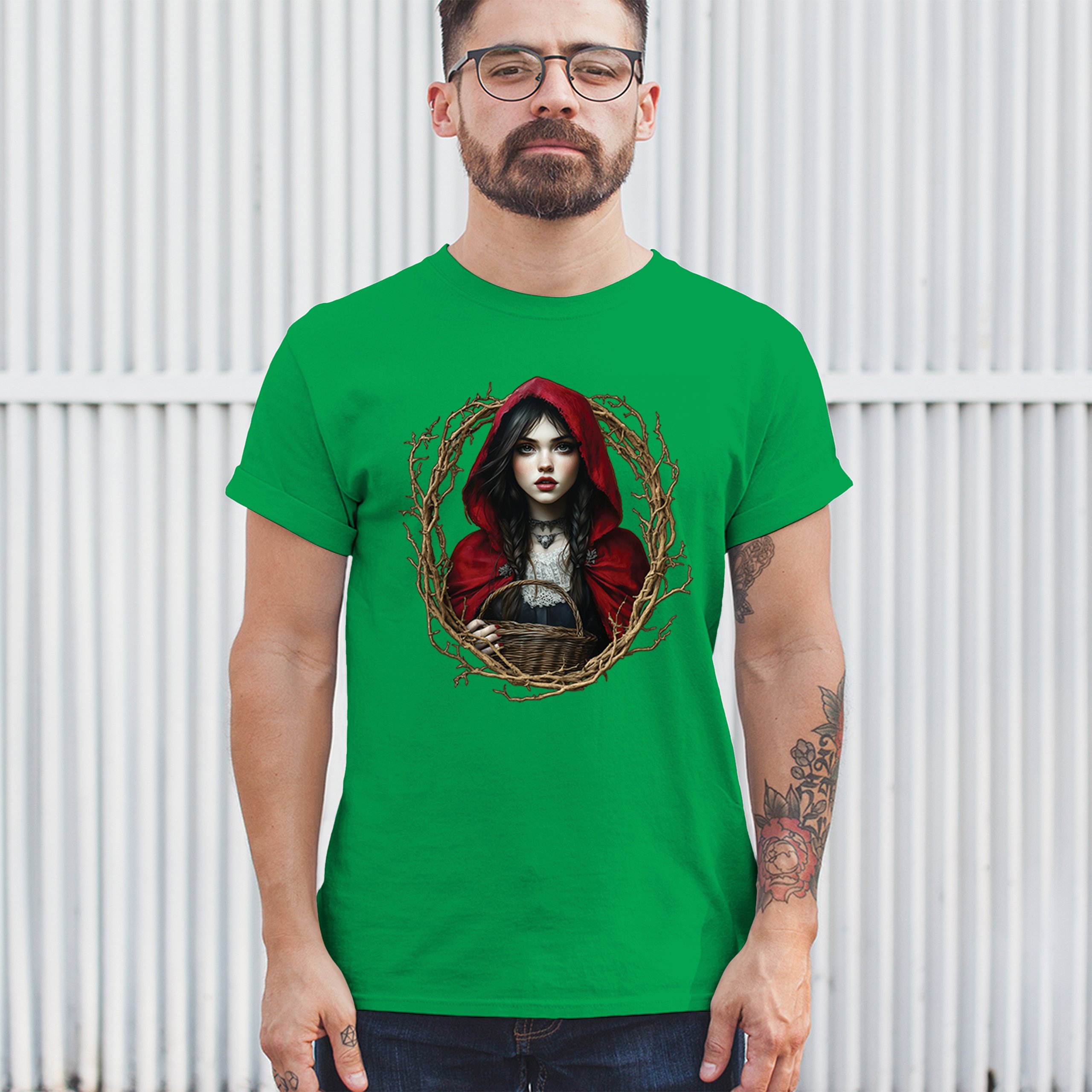 Storybook Red Riding Hood T-shirt Gothic Fairytale Cute Little Girl Men's Tee - Picture 61 of 113