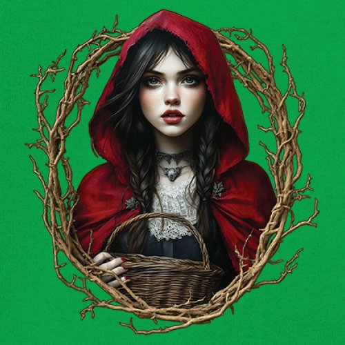 Storybook Red Riding Hood T-shirt Gothic Fairytale Cute Little Girl Men's Tee - Picture 60 of 113