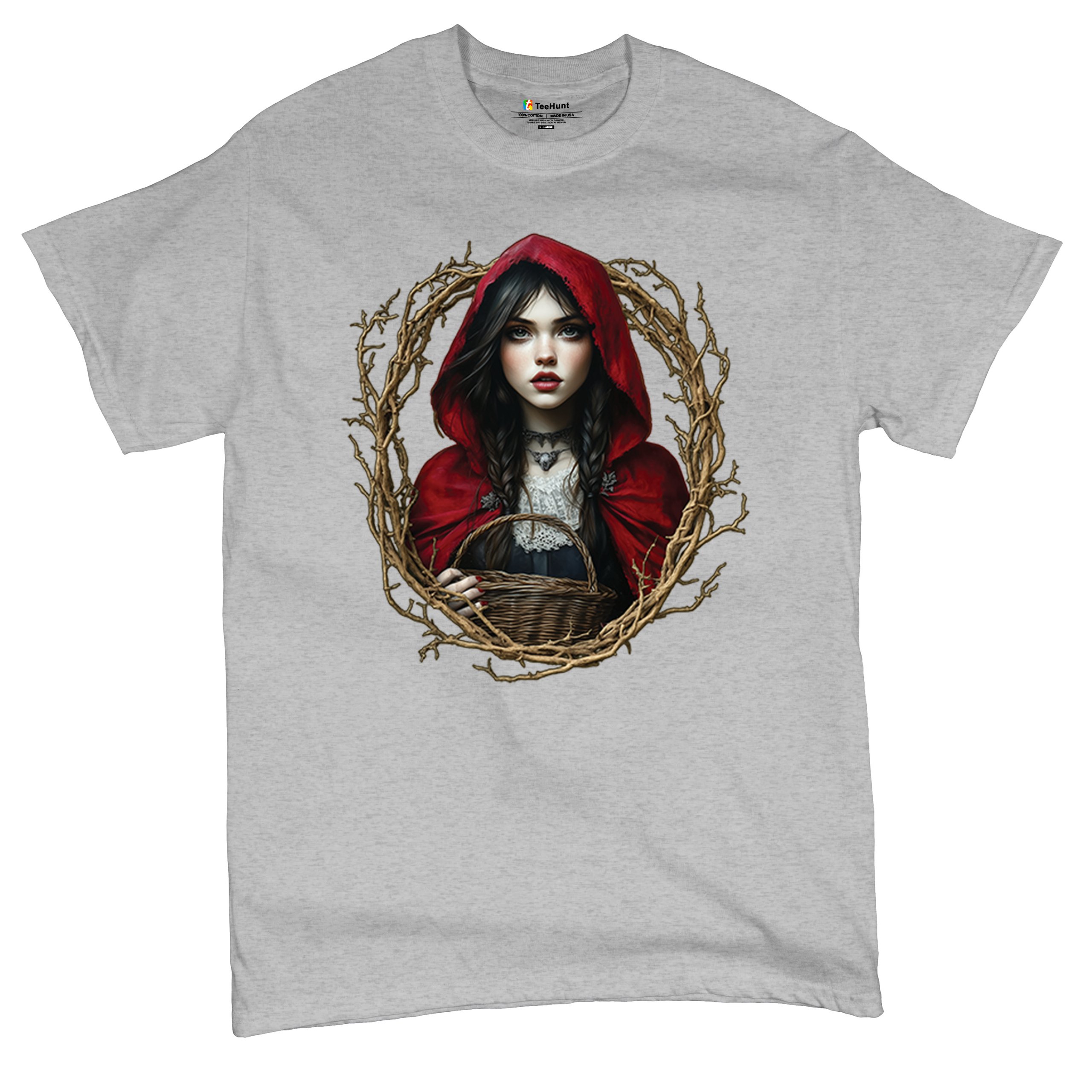 Storybook Red Riding Hood T-shirt Gothic Fairytale Cute Little Girl Men's Tee - Picture 13 of 113
