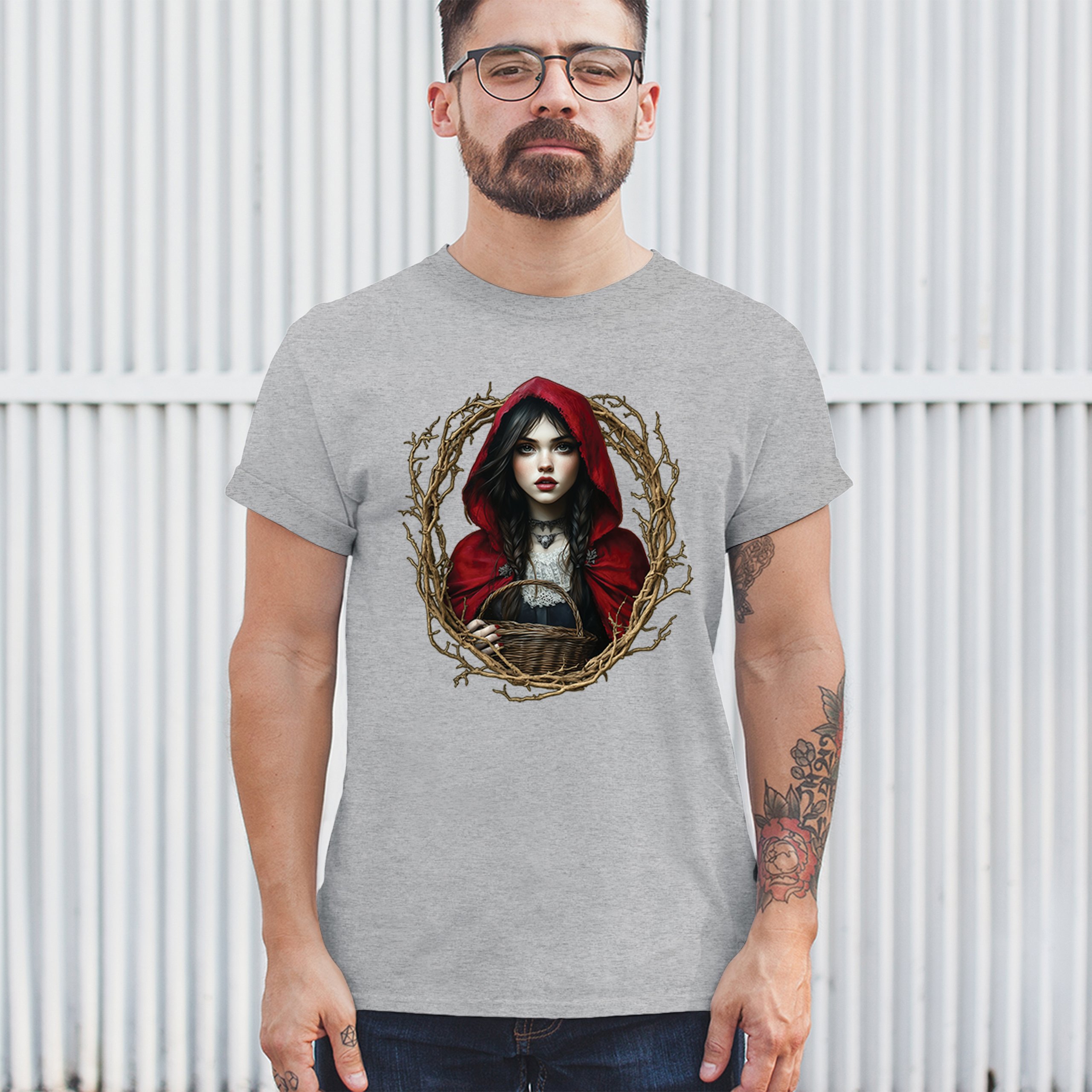 Storybook Red Riding Hood T-shirt Gothic Fairytale Cute Little Girl Men's Tee - Picture 12 of 113