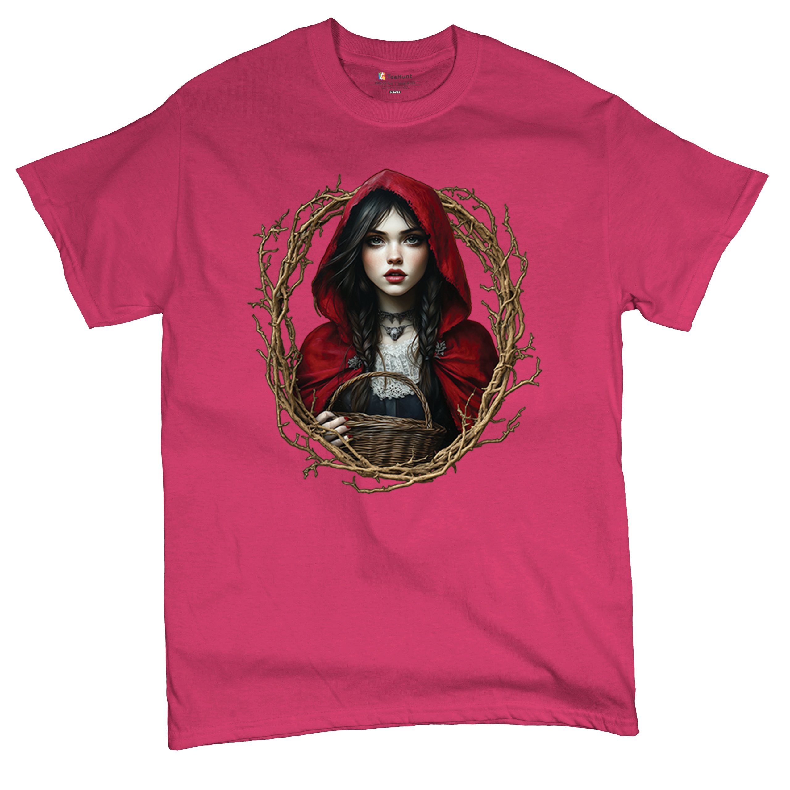 Storybook Red Riding Hood T-shirt Gothic Fairytale Cute Little Girl Men's Tee - Picture 27 of 113