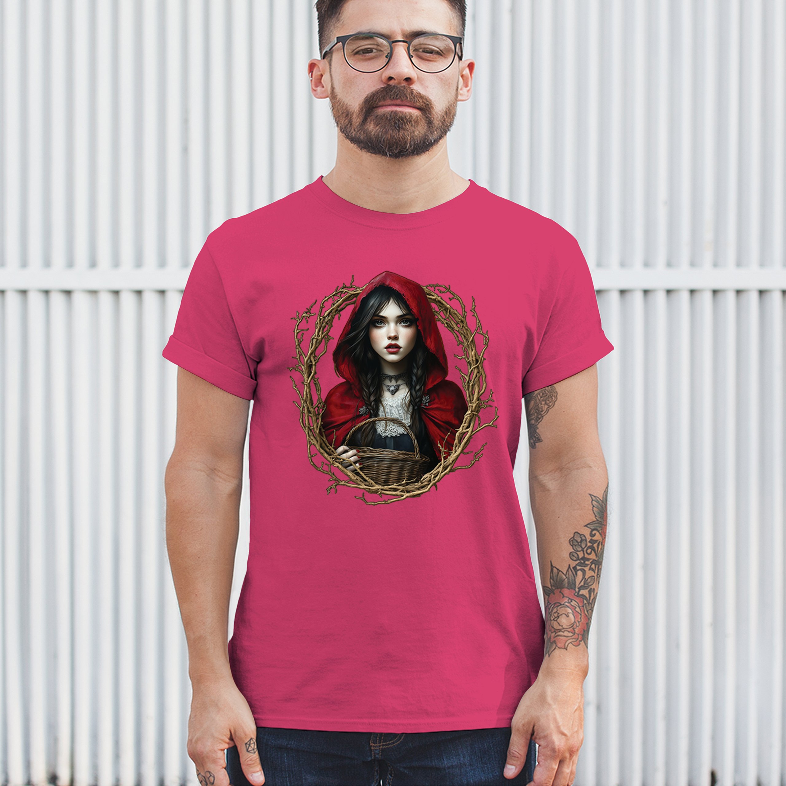 Storybook Red Riding Hood T-shirt Gothic Fairytale Cute Little Girl Men's Tee - Picture 26 of 113