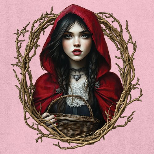 Storybook Red Riding Hood T-shirt Gothic Fairytale Cute Little Girl Men's Tee - Picture 88 of 113
