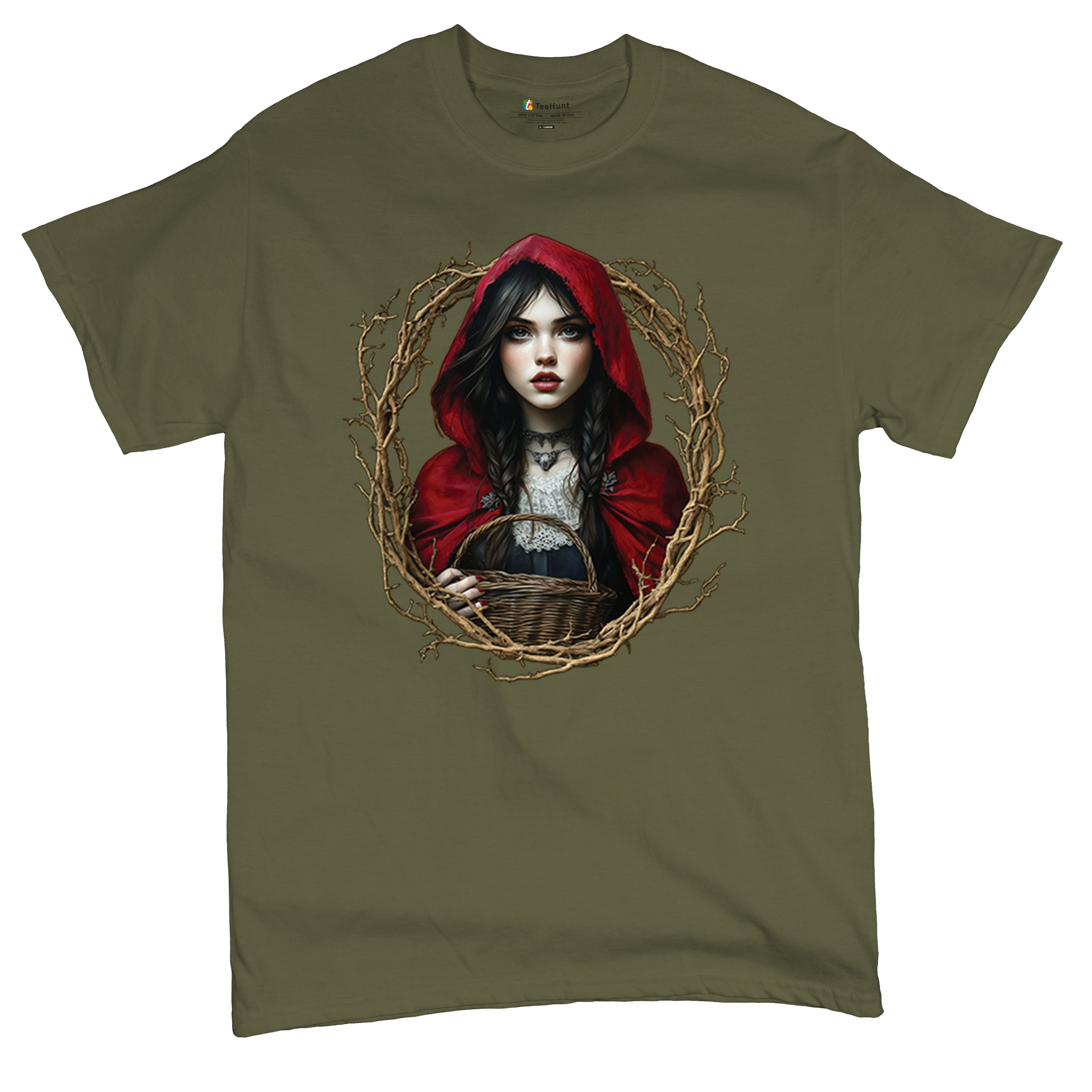 Storybook Red Riding Hood T-shirt Gothic Fairytale Cute Little Girl Men's Tee - Picture 97 of 113