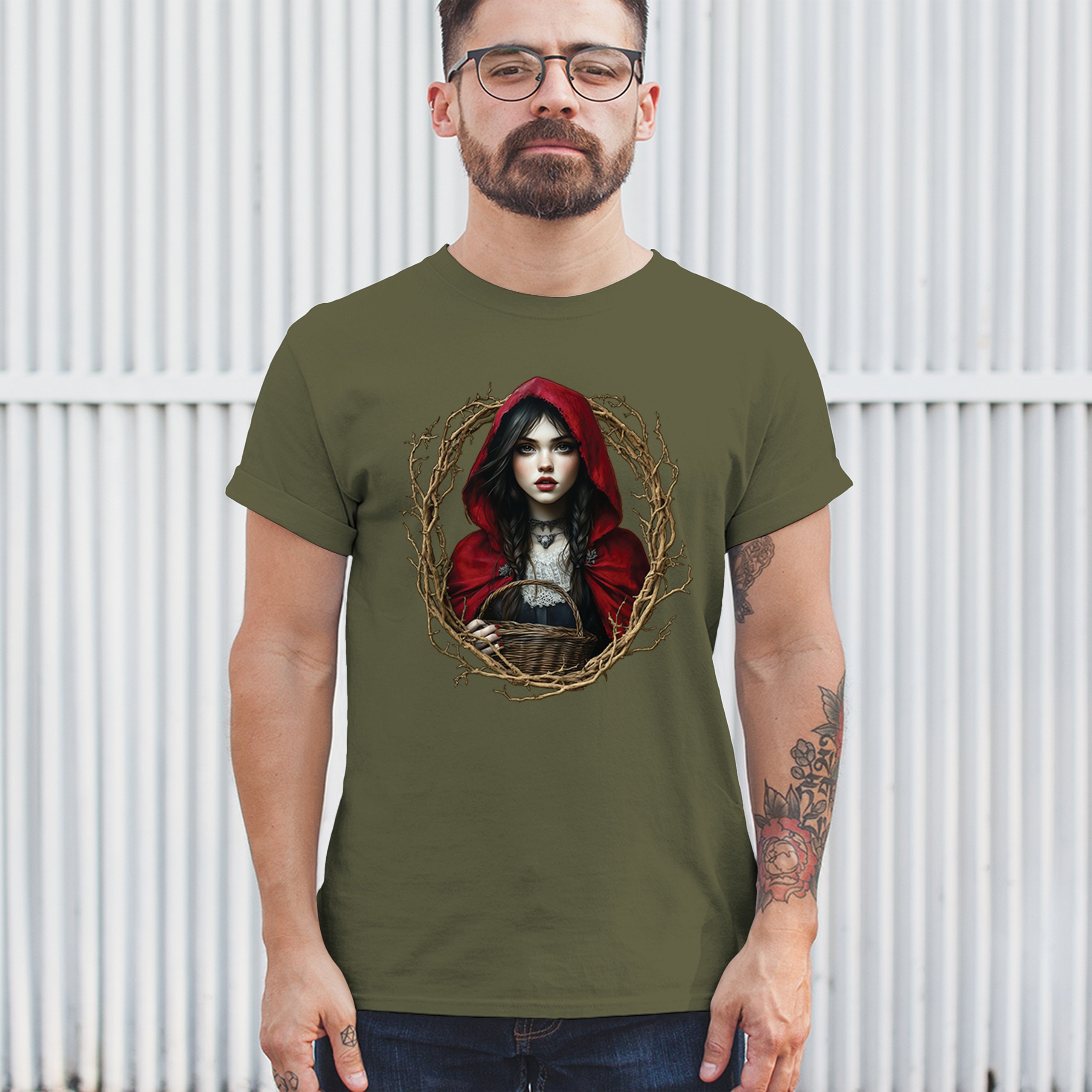Storybook Red Riding Hood T-shirt Gothic Fairytale Cute Little Girl Men's Tee - Picture 96 of 113