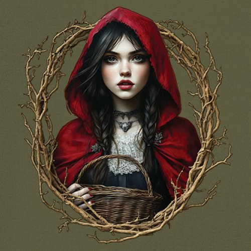 Storybook Red Riding Hood T-shirt Gothic Fairytale Cute Little Girl Men's Tee - Picture 95 of 113